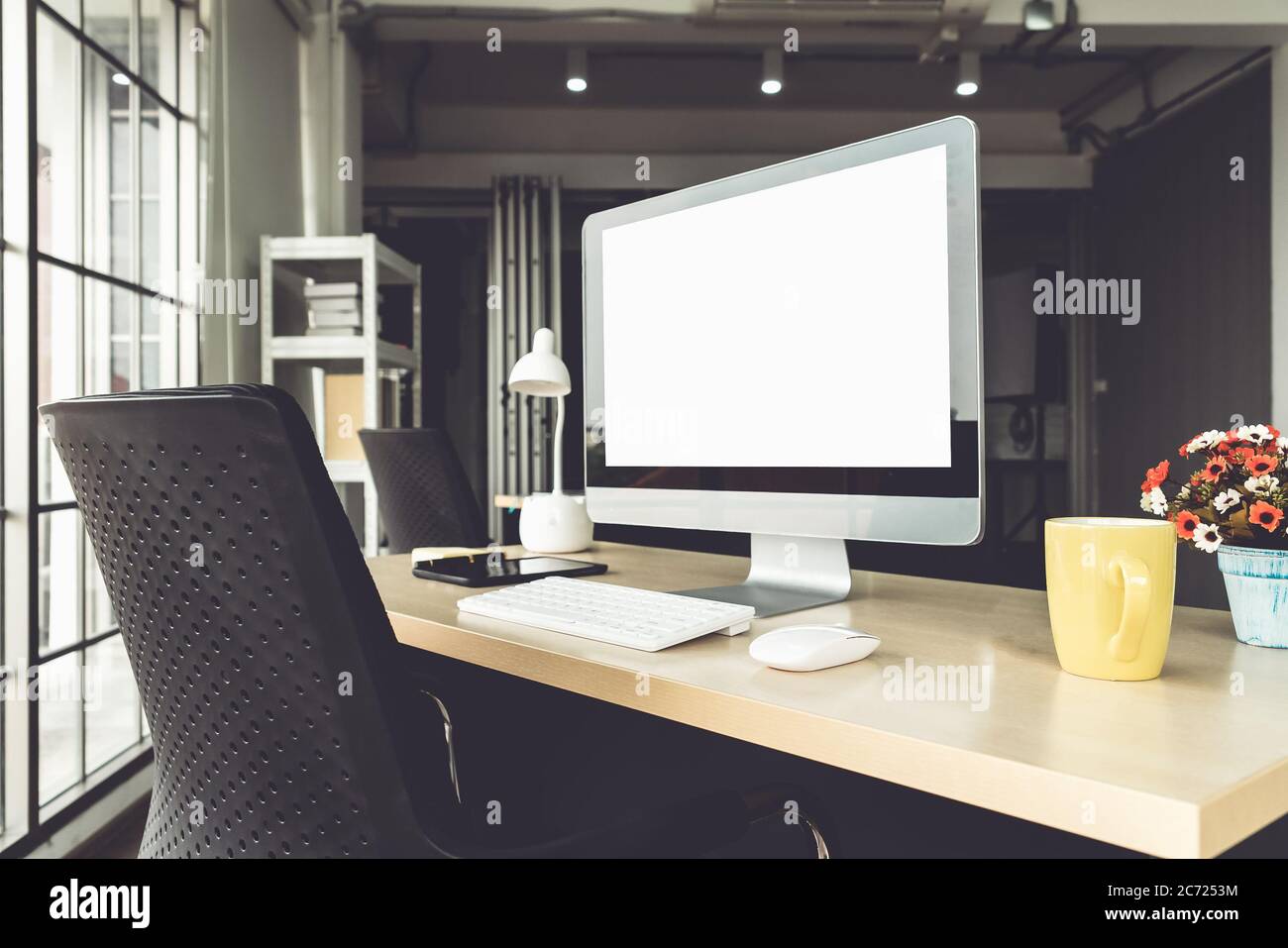 Empty computer monitor screen for design mock up template Stock Photo