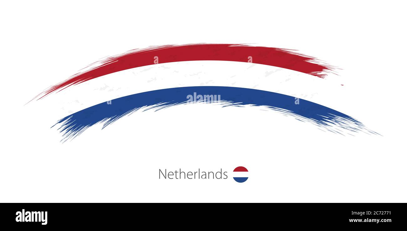Flag of Netherlands in rounded grunge brush stroke. Vector illustration ...