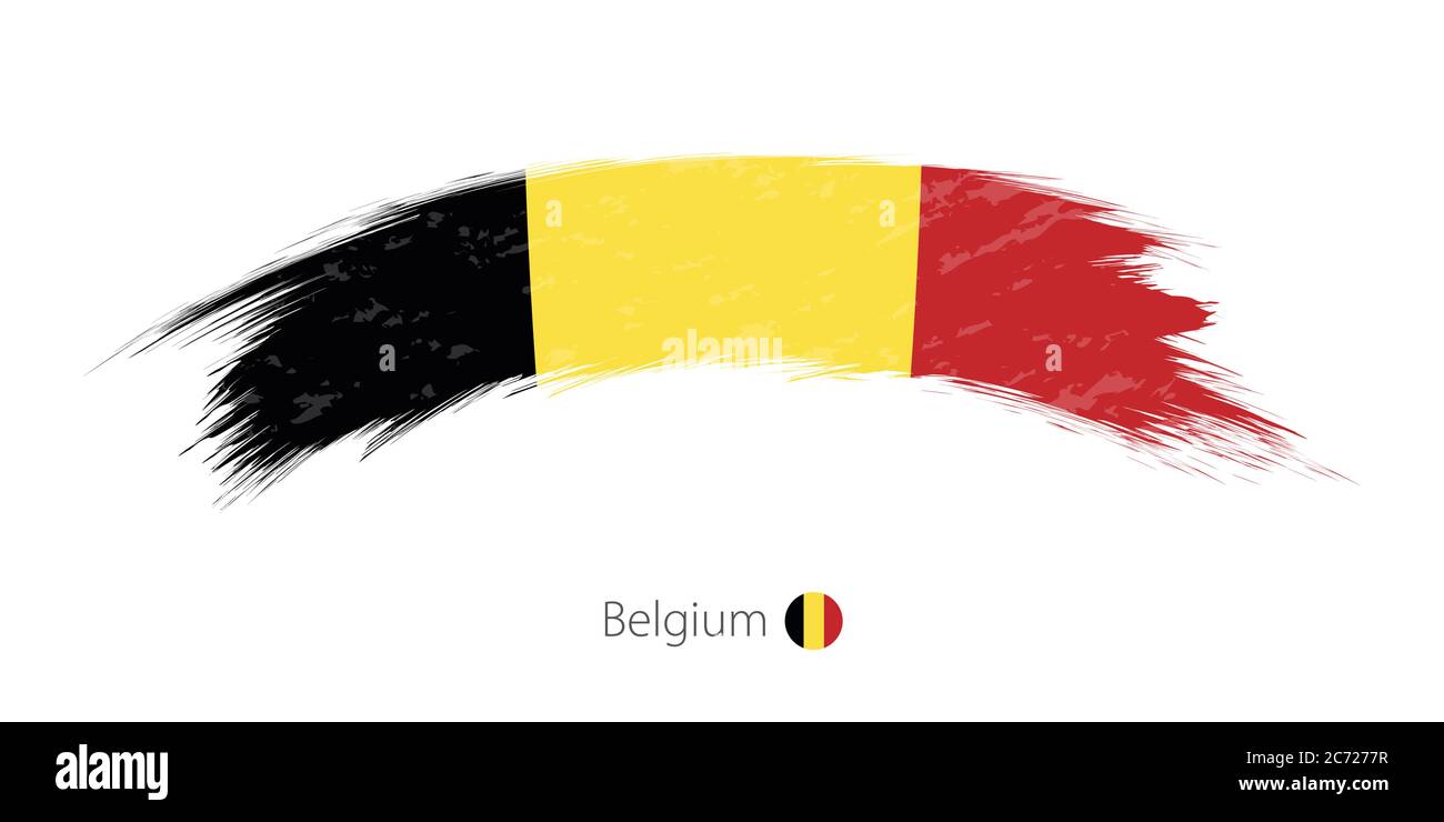 Flag of Belgium in rounded grunge brush stroke. Vector illustration ...