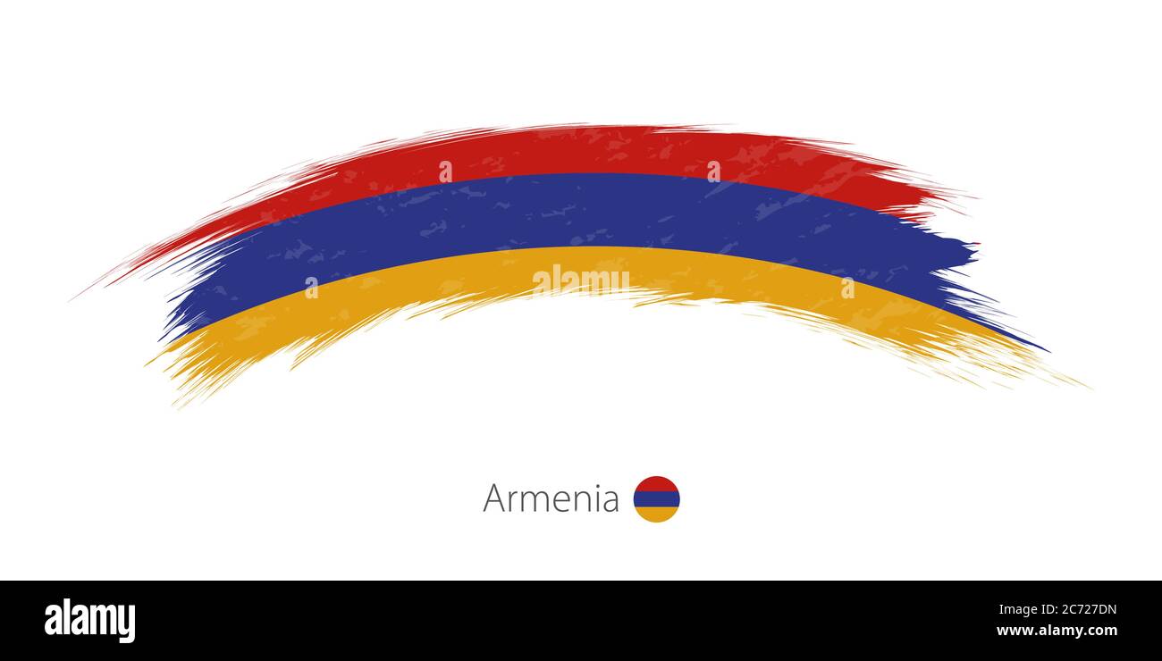 Flag of Armenia in rounded grunge brush stroke. Vector illustration ...