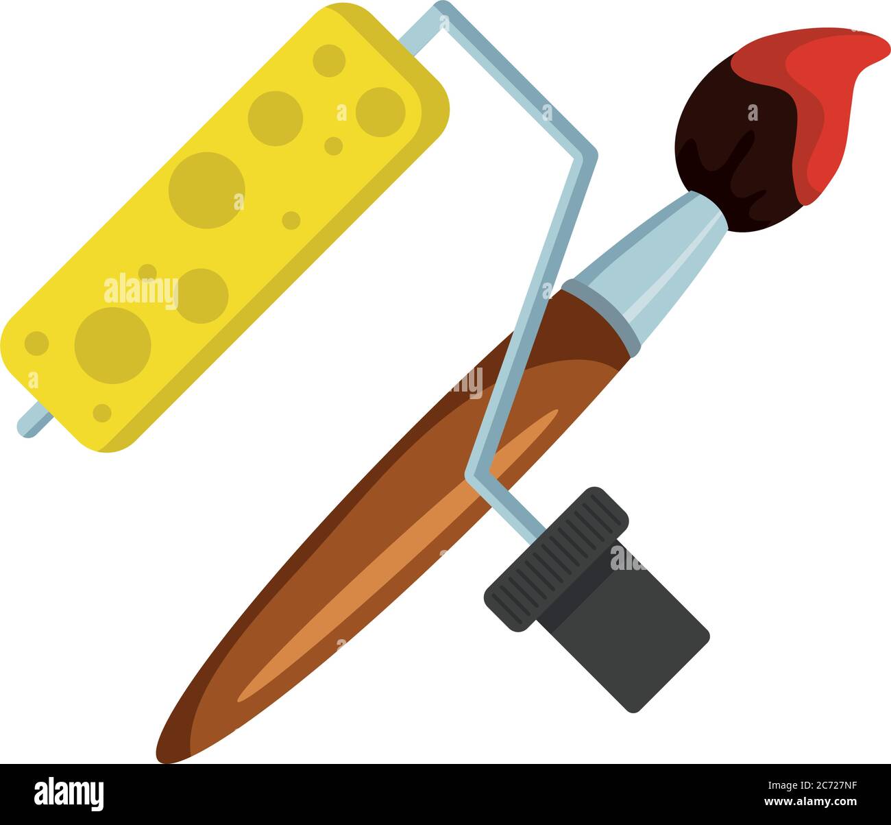 paint roller and brush equipment tools vector illustration design Stock ...