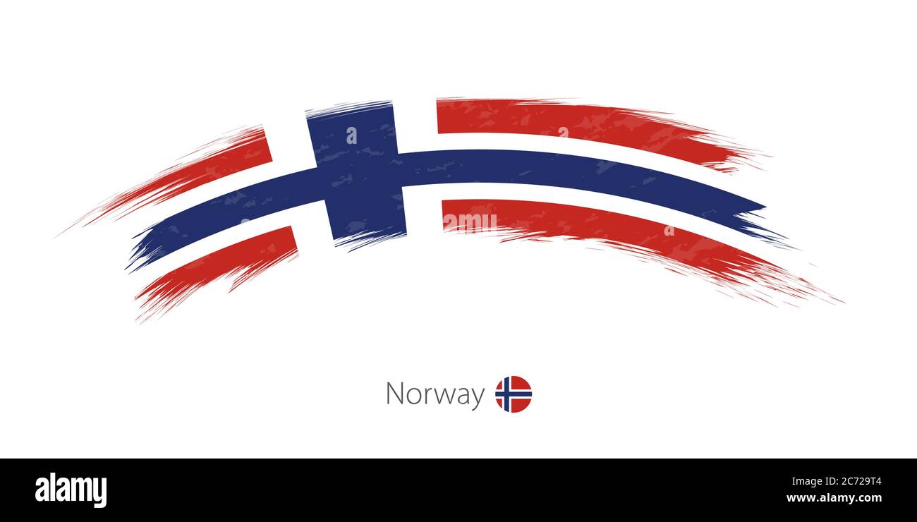 Flag of Norway in rounded grunge brush stroke. Vector illustration ...