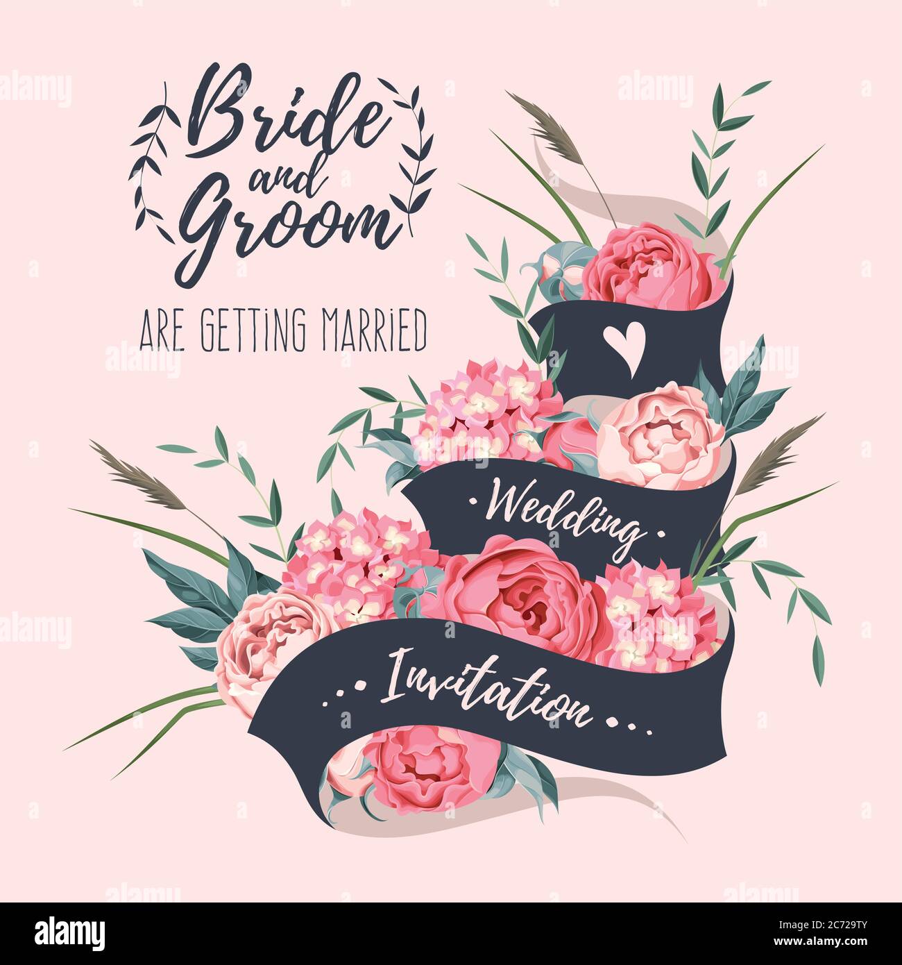 Wedding invitation with ribbon Stock Vector Image & Art - Alamy