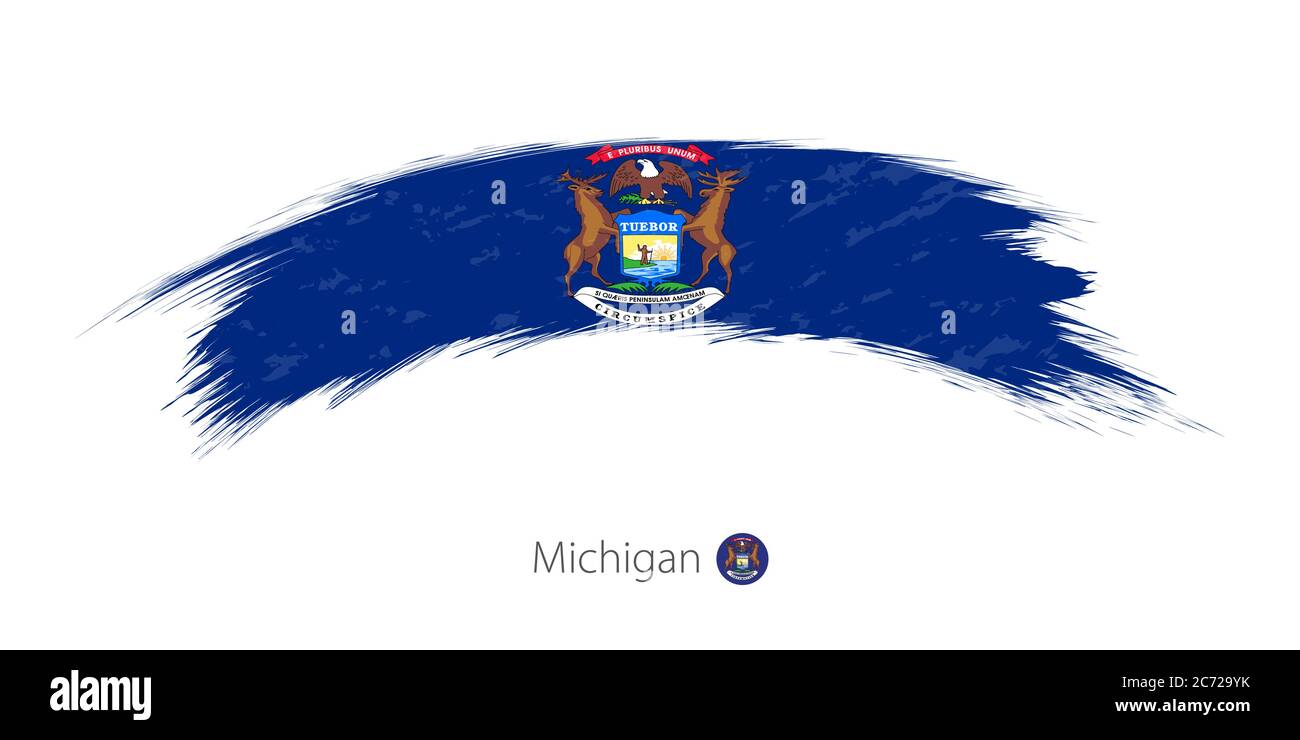 Flag Of Michigan State In Rounded Grunge Brush Stroke Vector Flag Of Michigan State In Rounded Grunge Brush Stroke Vector Illustration 2C729YK