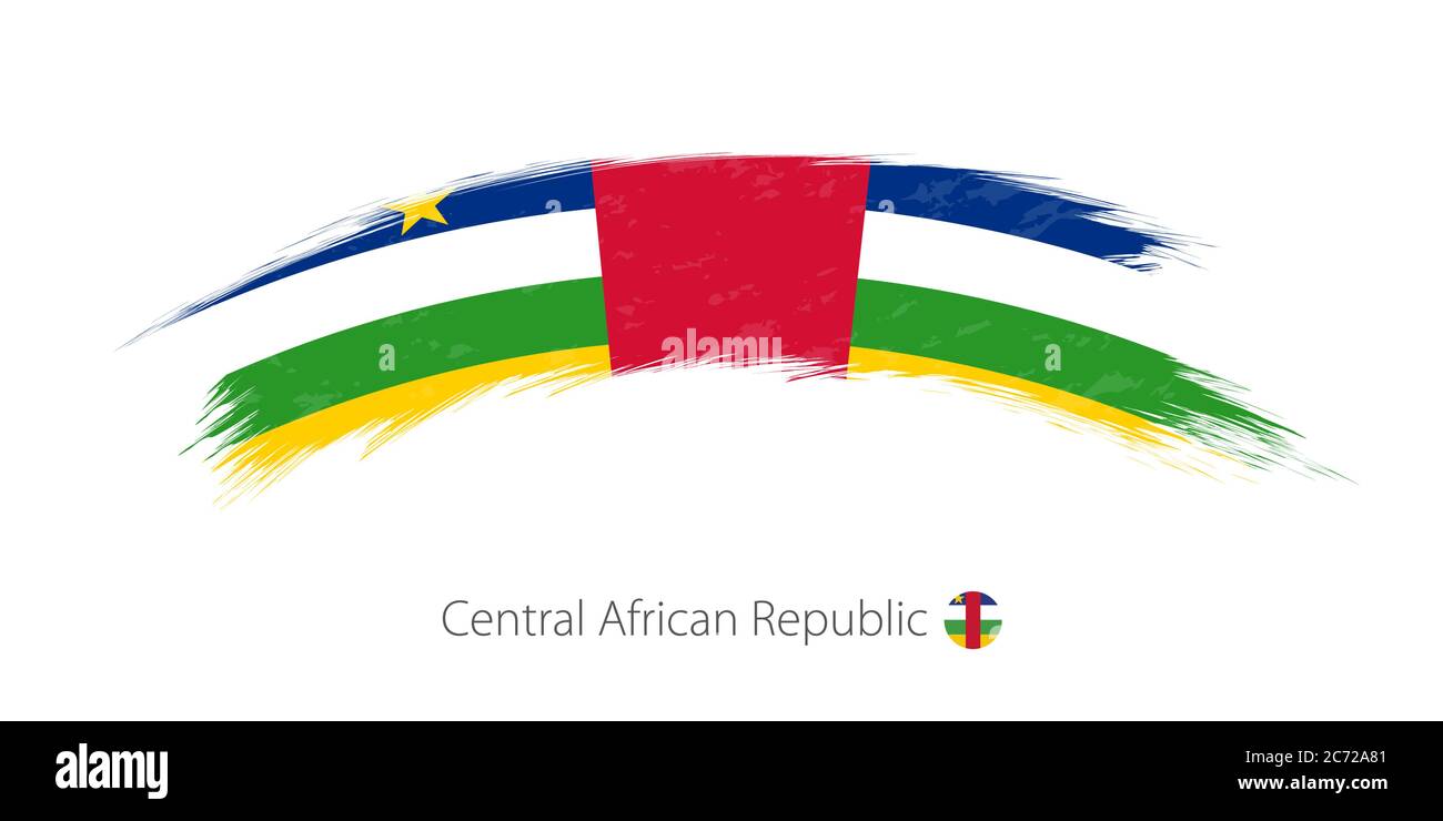 Flag of Central African Republic in rounded grunge brush stroke. Vector ...