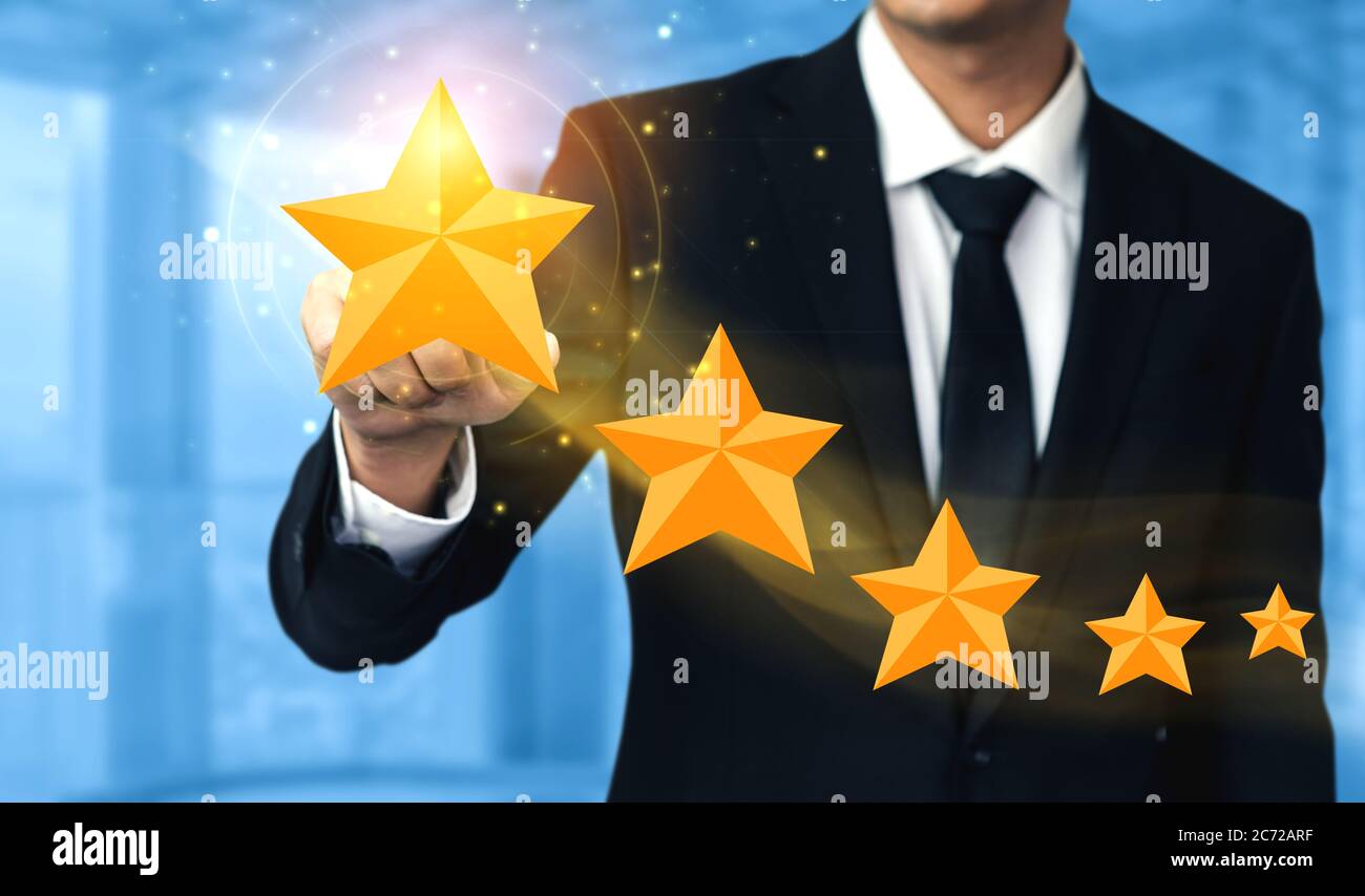 Customer review satisfaction feedback survey concept. Stock Photo