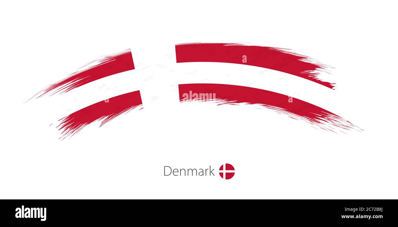 Flag of Denmark in rounded grunge brush stroke. Vector illustration ...