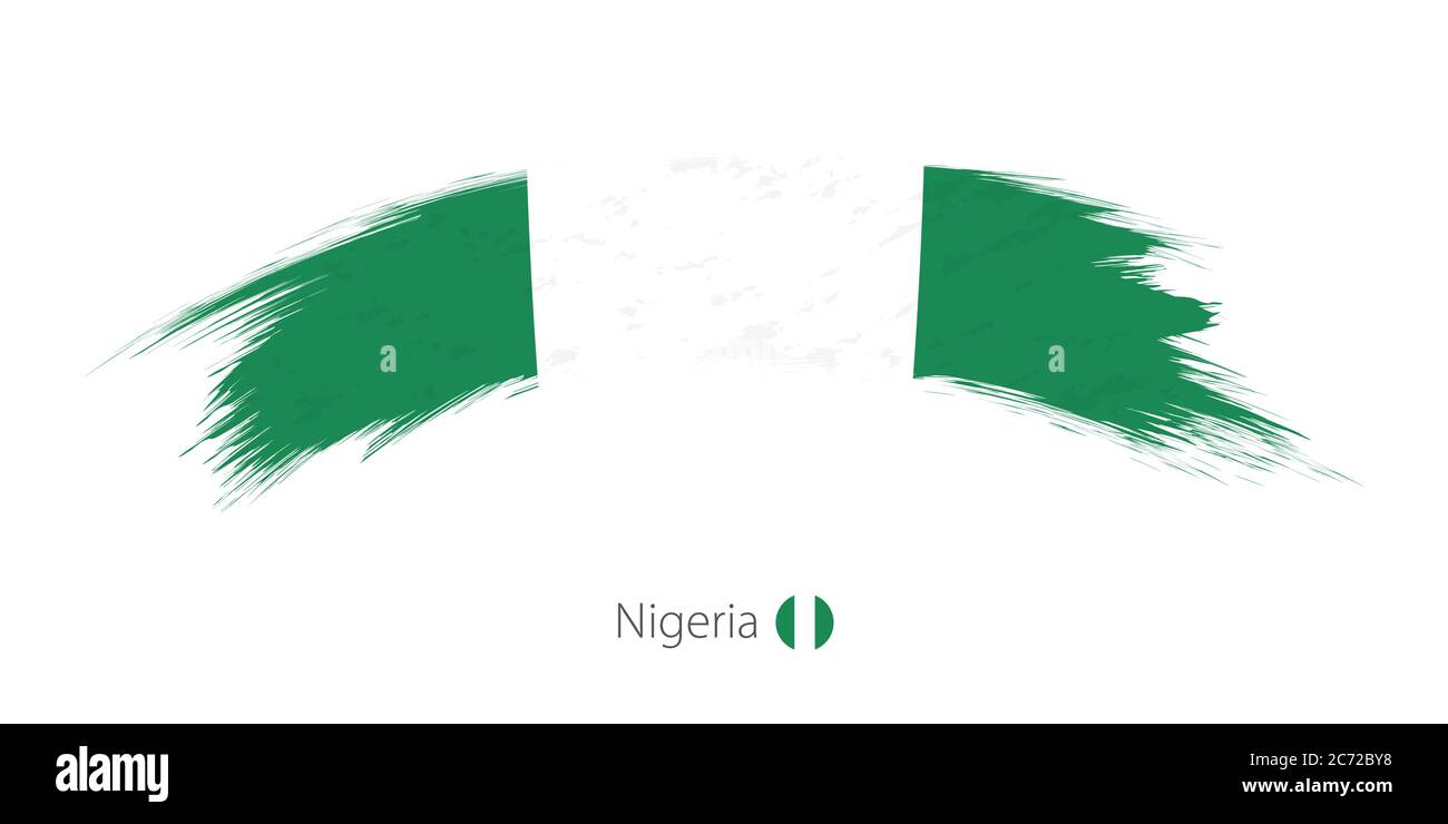 Flag of Nigeria in rounded grunge brush stroke. Vector illustration ...