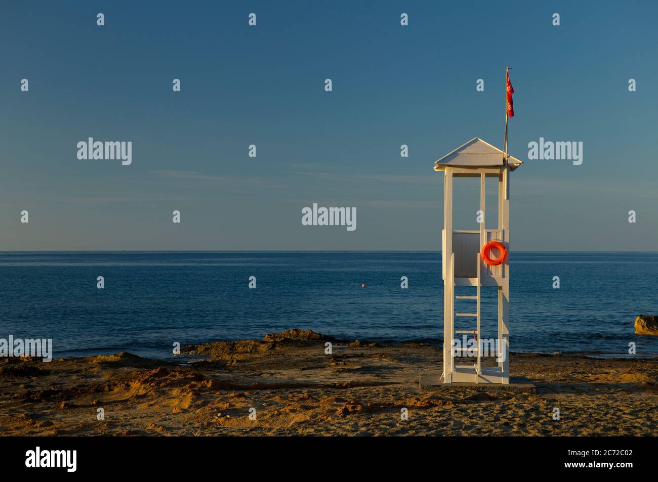 Lifeguard tower on a beach Stock Photo