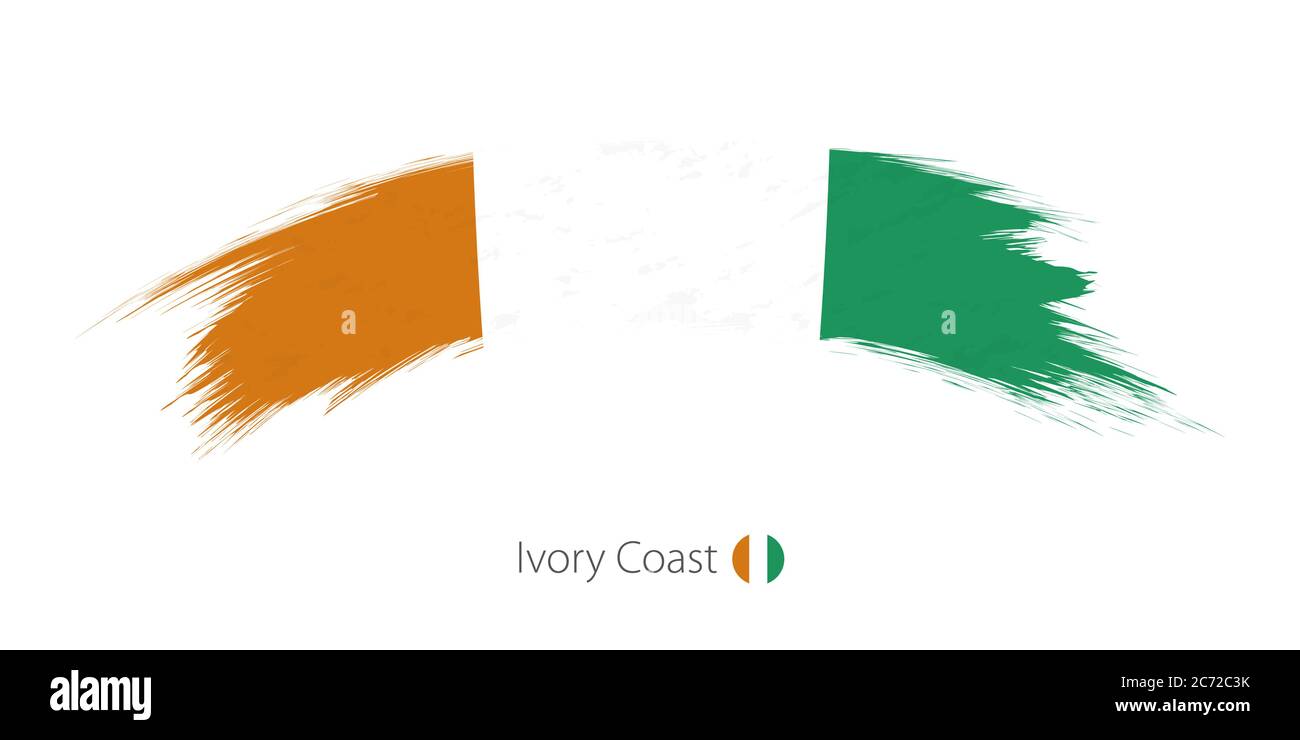 Flag of Ivory Coast in rounded grunge brush stroke. Vector illustration. Stock Vector