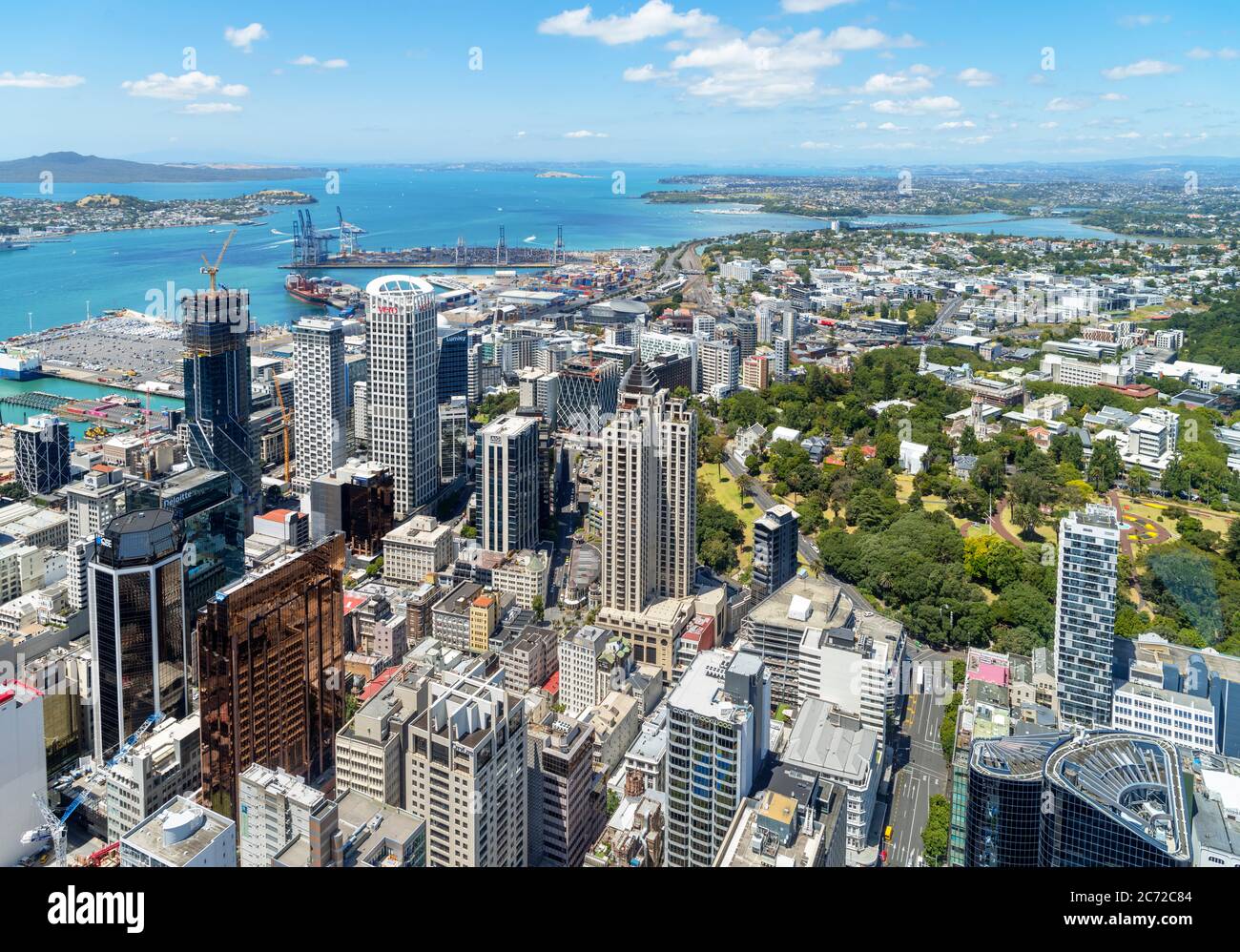 View from the observation deck of the Sky Tower, Auckland, New Zealand Stock Photo