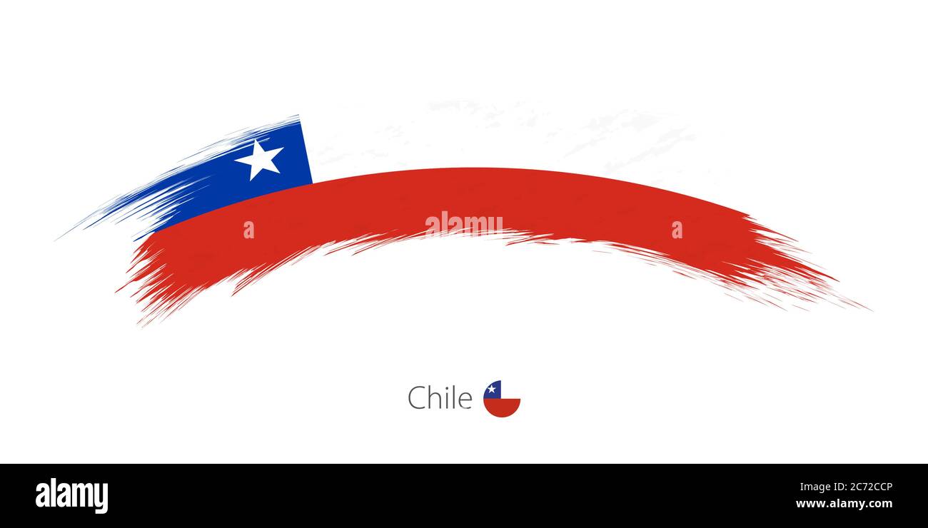 Flag of Chile in rounded grunge brush stroke. Vector illustration Stock