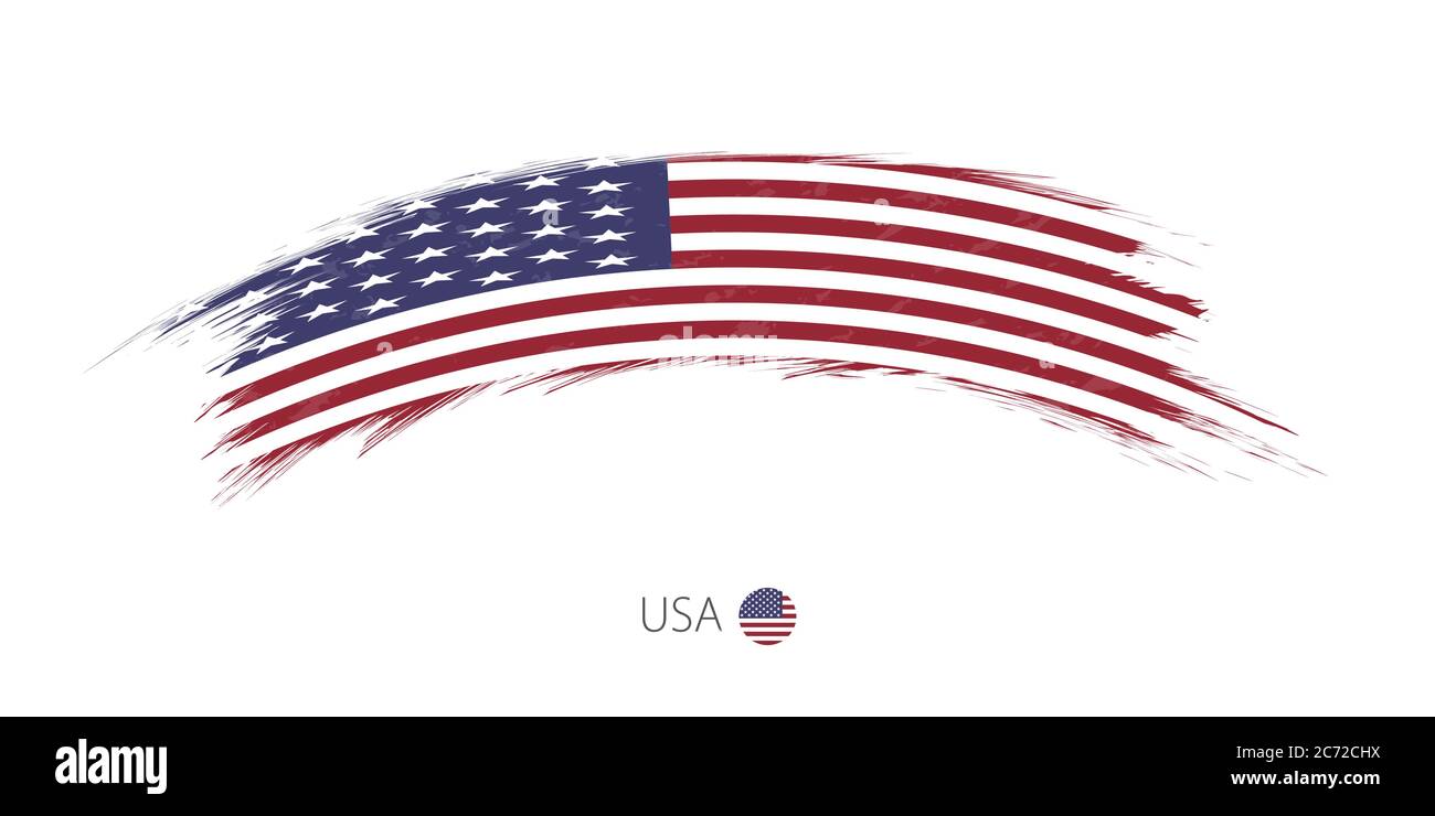 Flag of USA in rounded grunge brush stroke. Vector illustration Stock ...