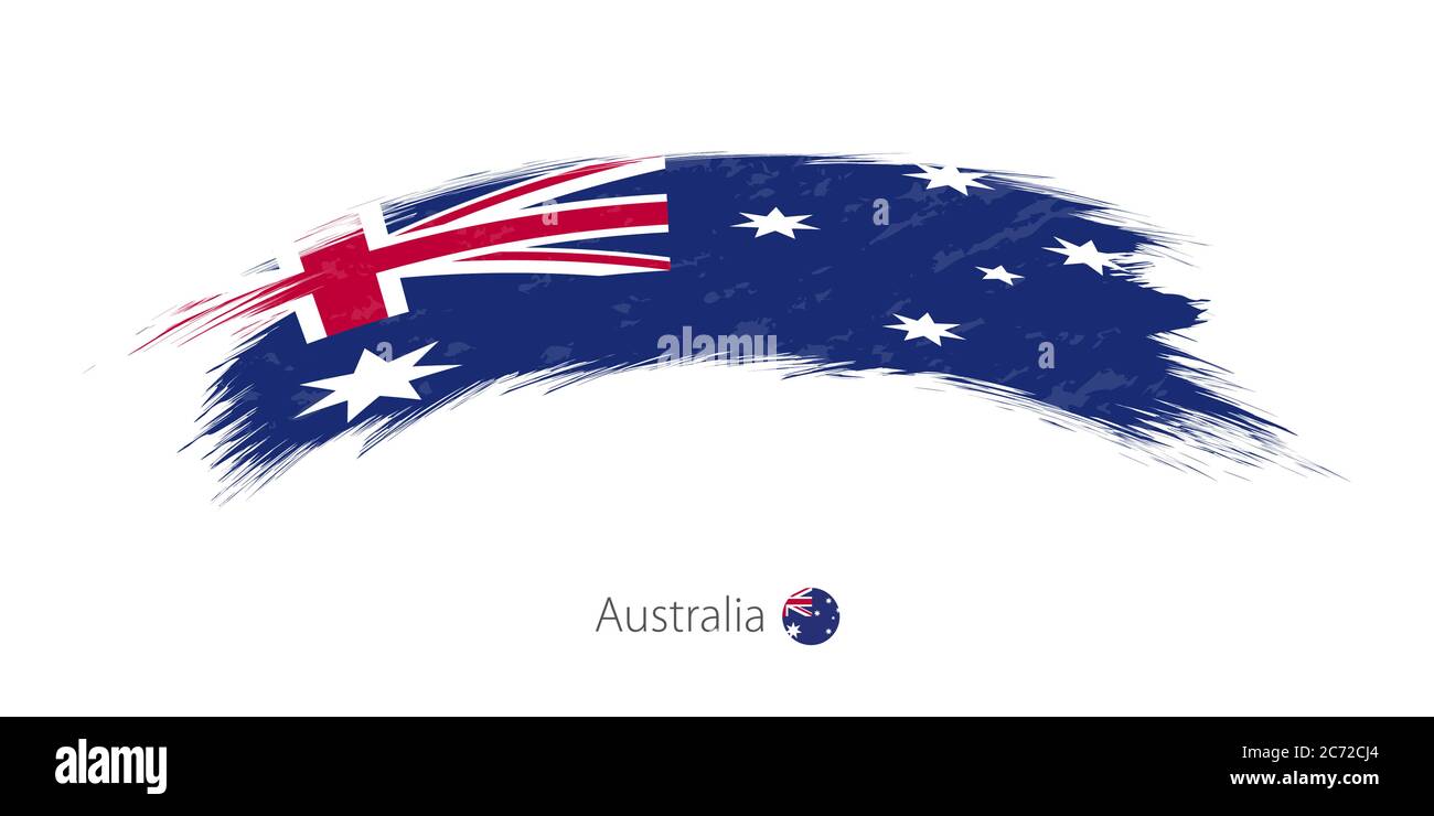 Flag of Australia in rounded grunge brush stroke. Vector illustration ...