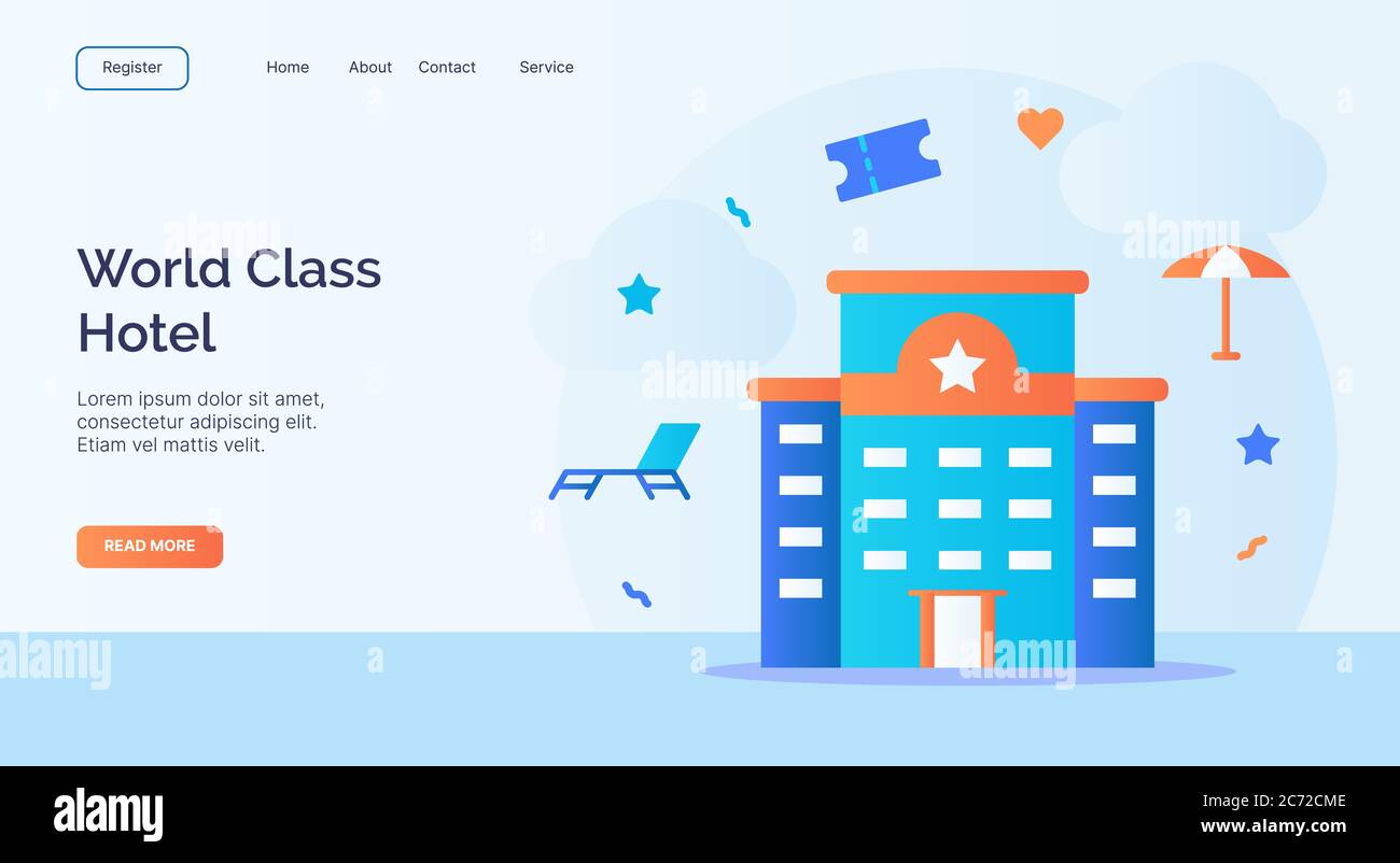 World Class Hotel Icon Campaign For Web Website Home Homepage Landing Template Banner With Cartoon Flat Style Stock Vector Image Art Alamy