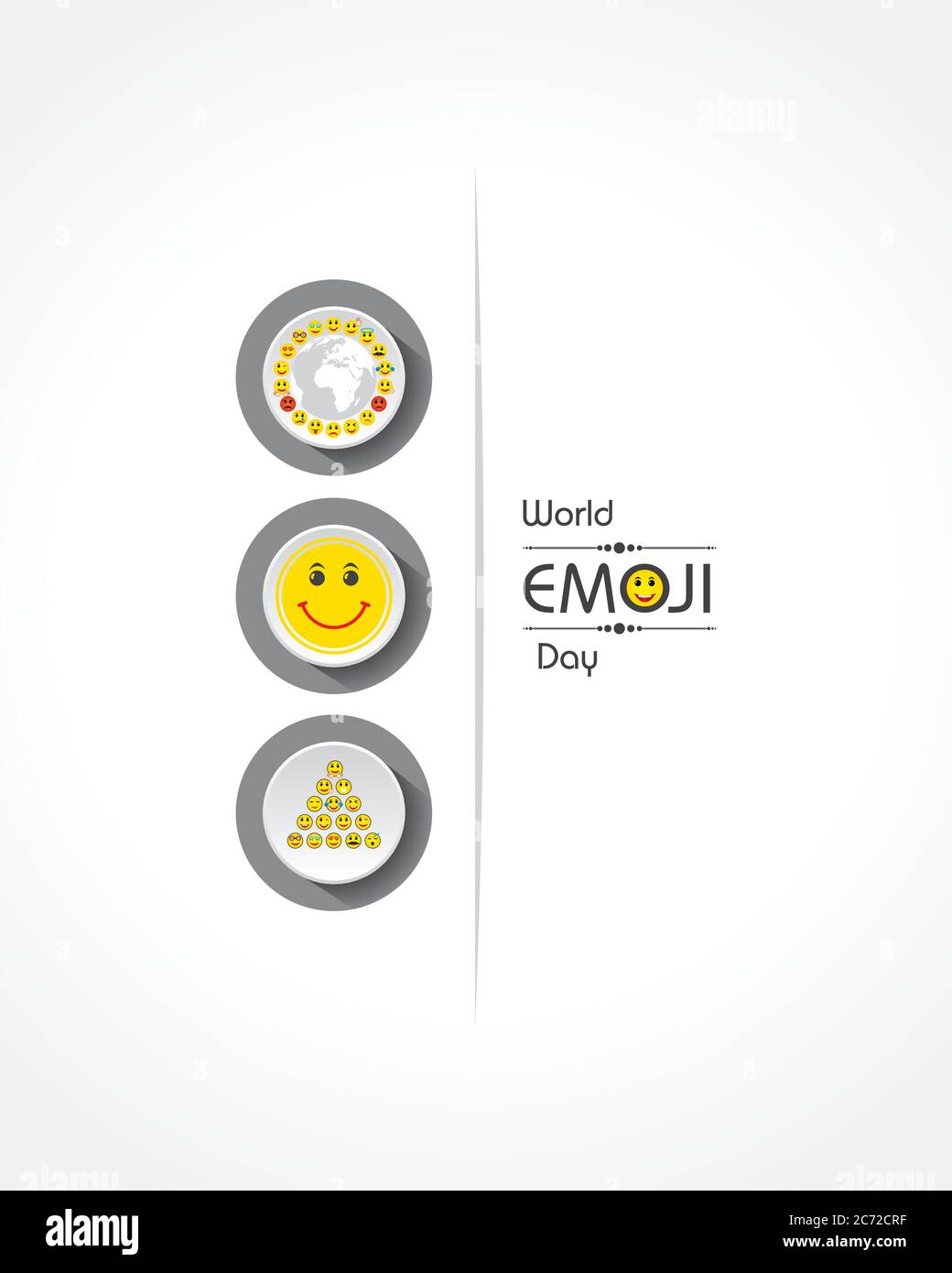 Vector illustration of World emoji day greeting card design template with different feelings Stock Vector
