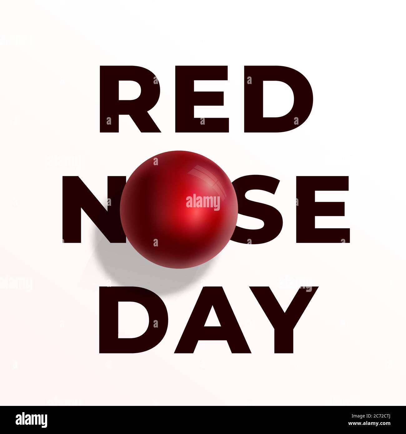 Red Nose Day Abstract Vector Sign, Emblem, or Card. Realistic Nose Ball