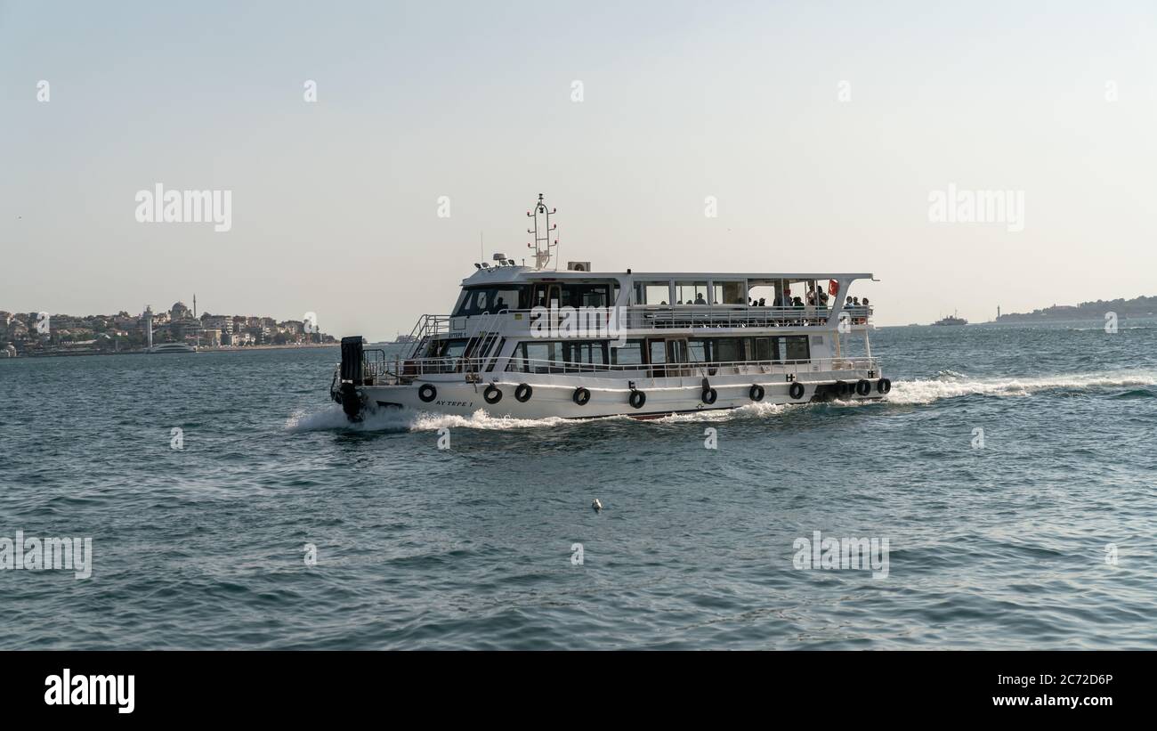 Istanbul, Turkey - October 2018: Passenger boat in bosphorus Stock ...
