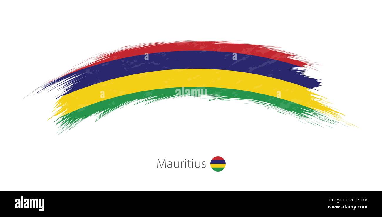 Flag of Mauritius in rounded grunge brush stroke. Vector illustration ...