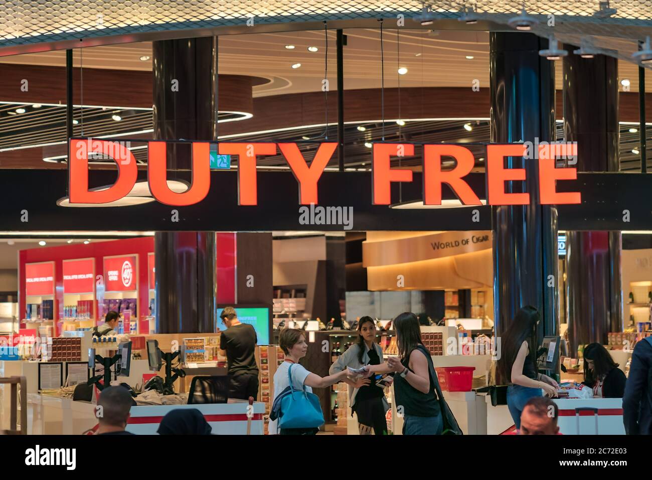 Istanbul, Turkey July 2019 Duty free shop at the new Istanbul