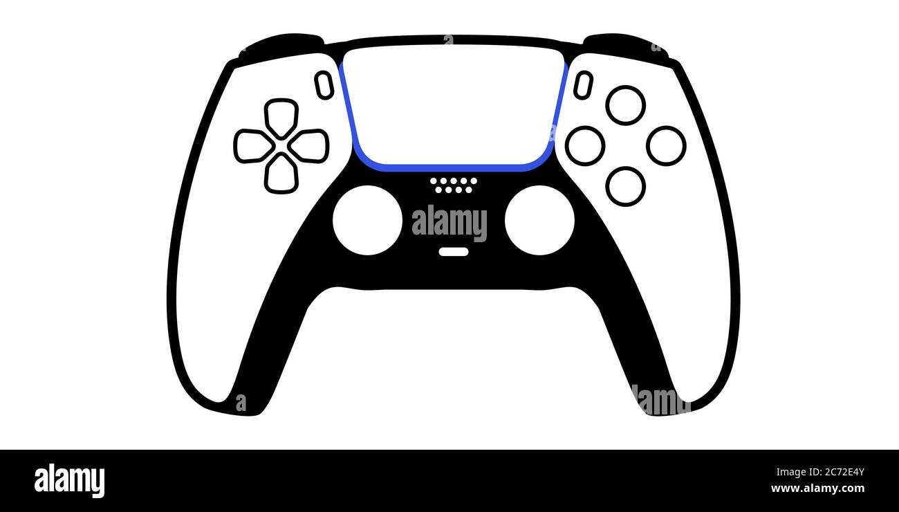 Flat Design Controller Vector Illustration. Black And White And Blue  Joystick Or Gamepad Isolated On A White Background Stock Vector Image & Art  - Alamy