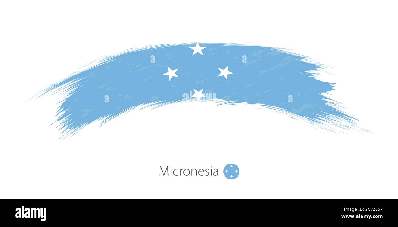 Flag of Micronesia in rounded grunge brush stroke. Vector illustration ...