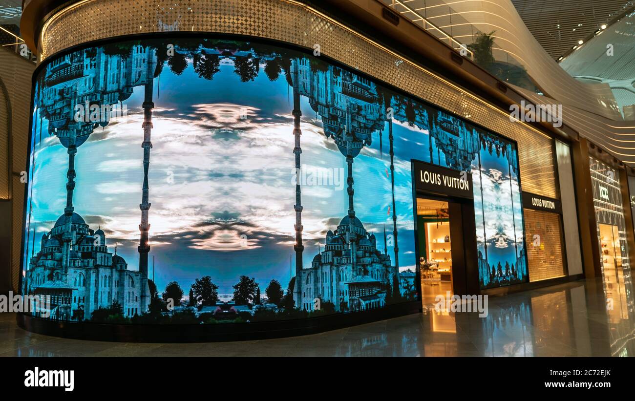 Istanbul, Turkey - July 2019: Huge digital screens of Louis Vuitton store  inside Istanbul airport inside the boarding area Stock Photo - Alamy