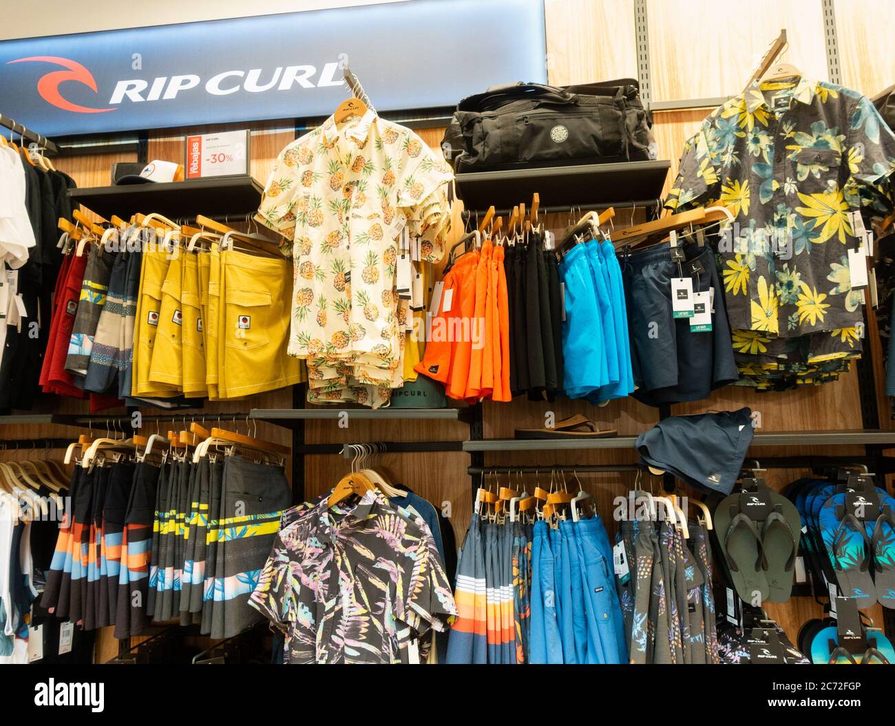 Rip Curl surfwear clothing display in ...