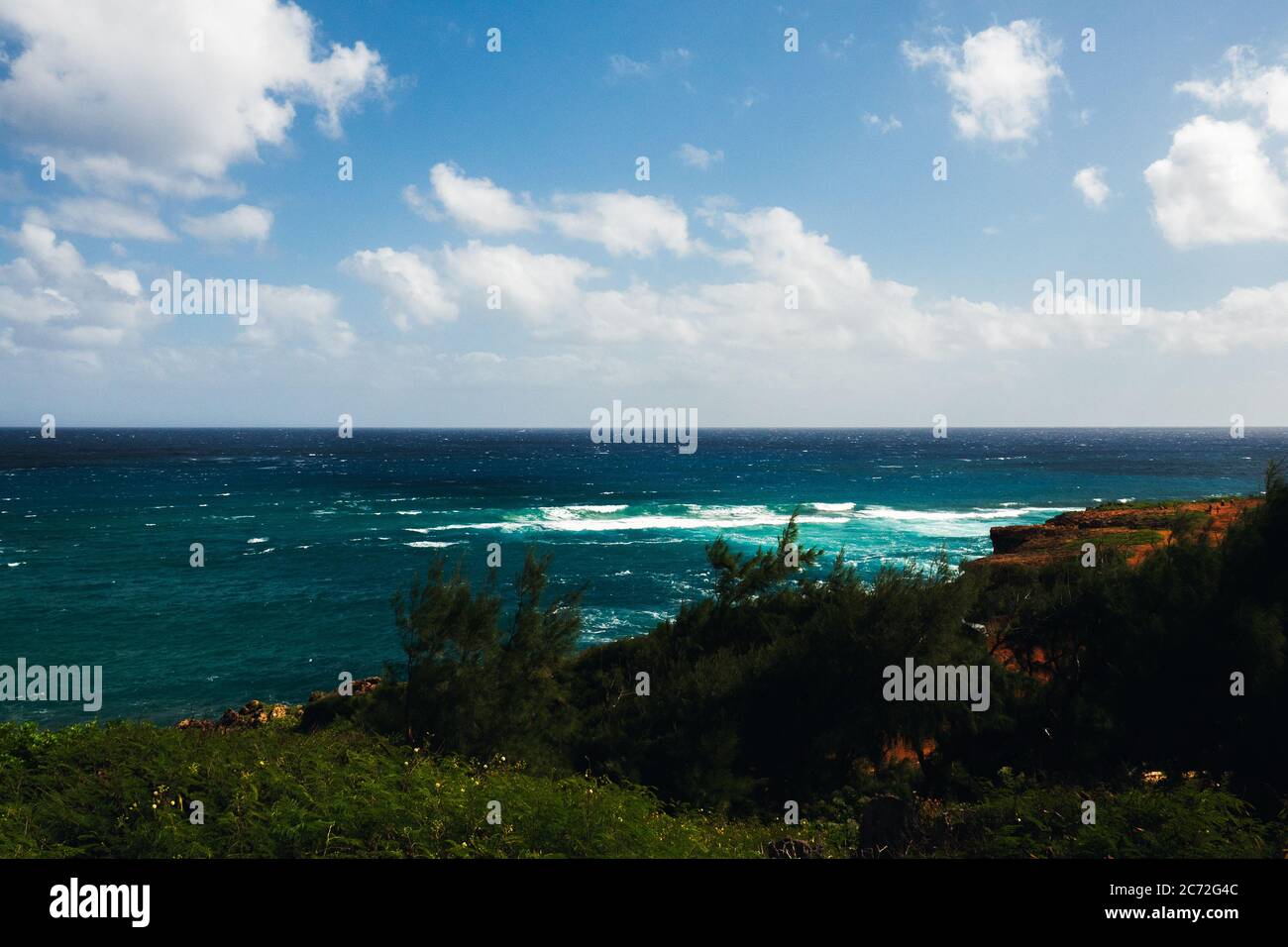 View at beautiful blue ocean, Kauai Hawaii USA Stock Photo Alamy