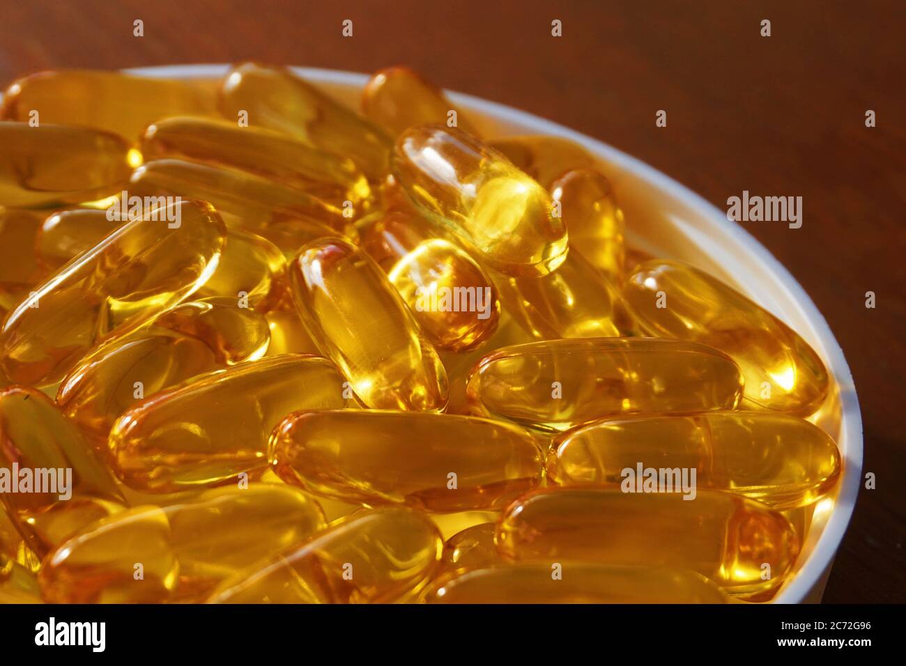 Golden Omega 3 Fishoil Capsules Stock Photo