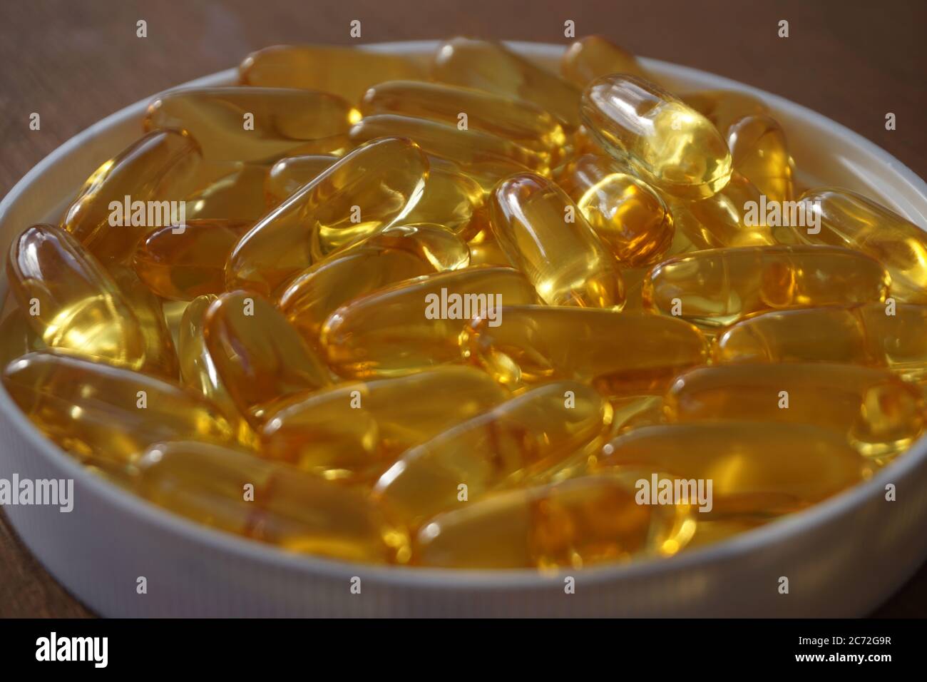 Golden Omega 3 Fishoil Capsules Stock Photo
