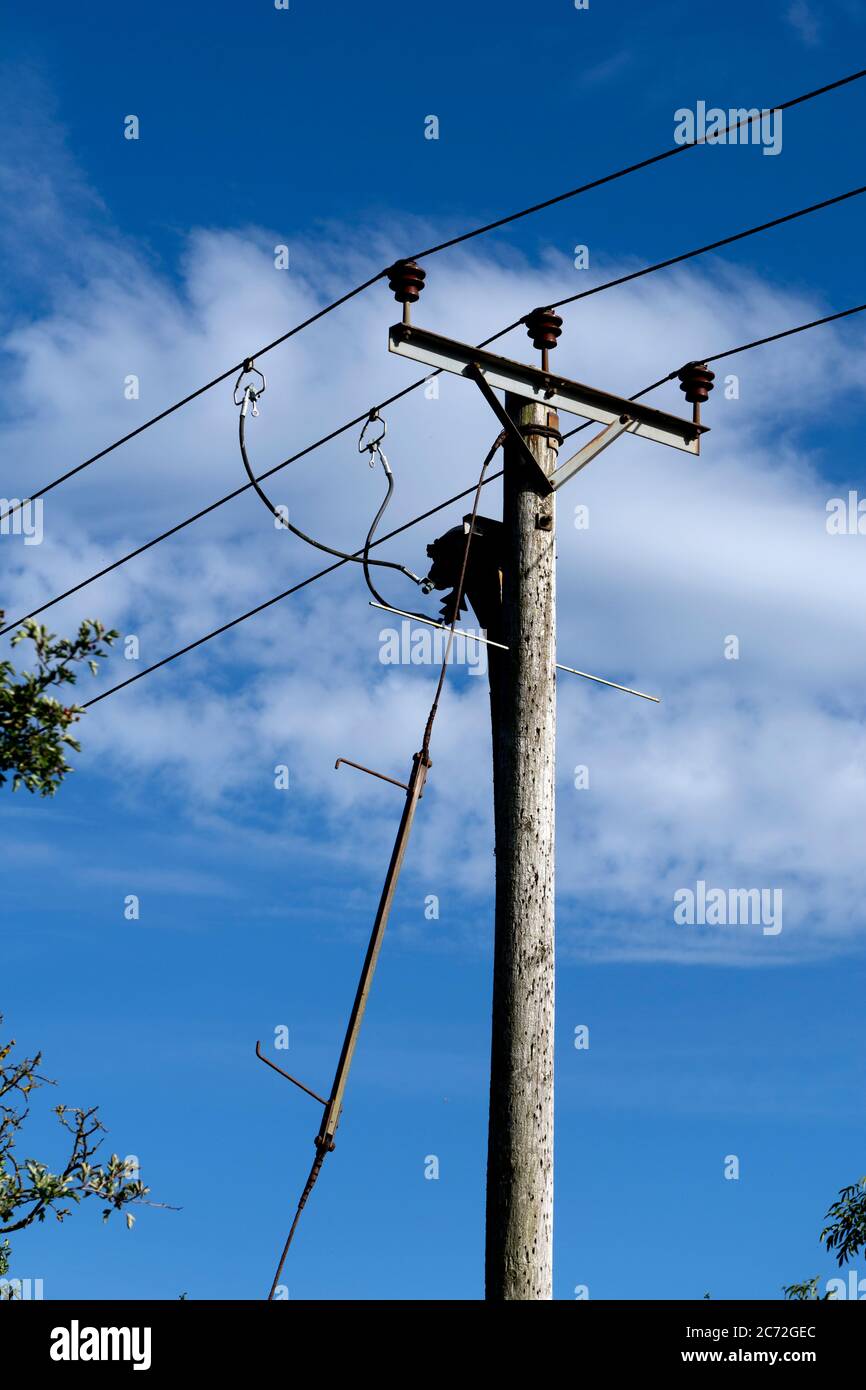 Overhead power lines, Warwickshire, UK Stock Photo