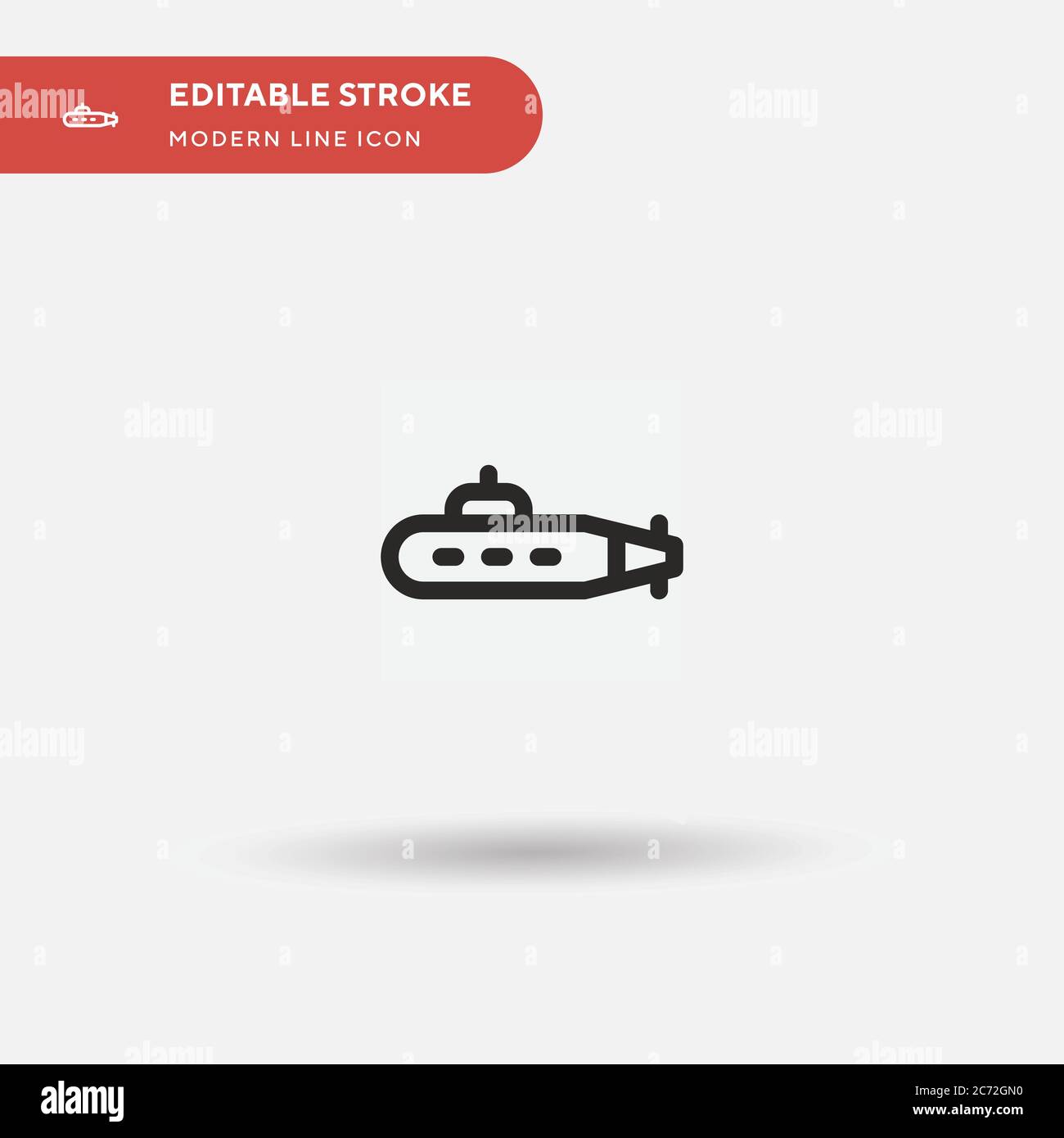 Submarine Simple vector icon. Illustration symbol design template for web mobile UI element. Perfect color modern pictogram on editable stroke. Submar Stock Vector