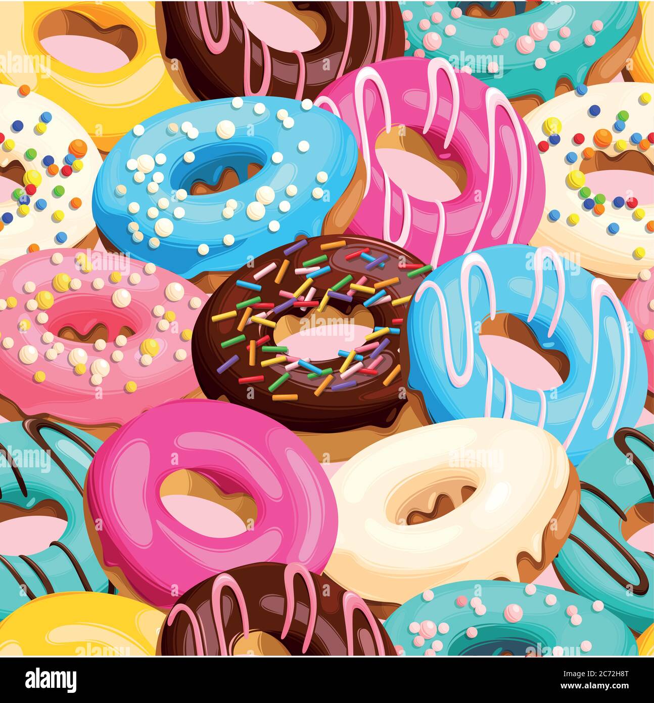 Glazed donuts seamless Stock Vector