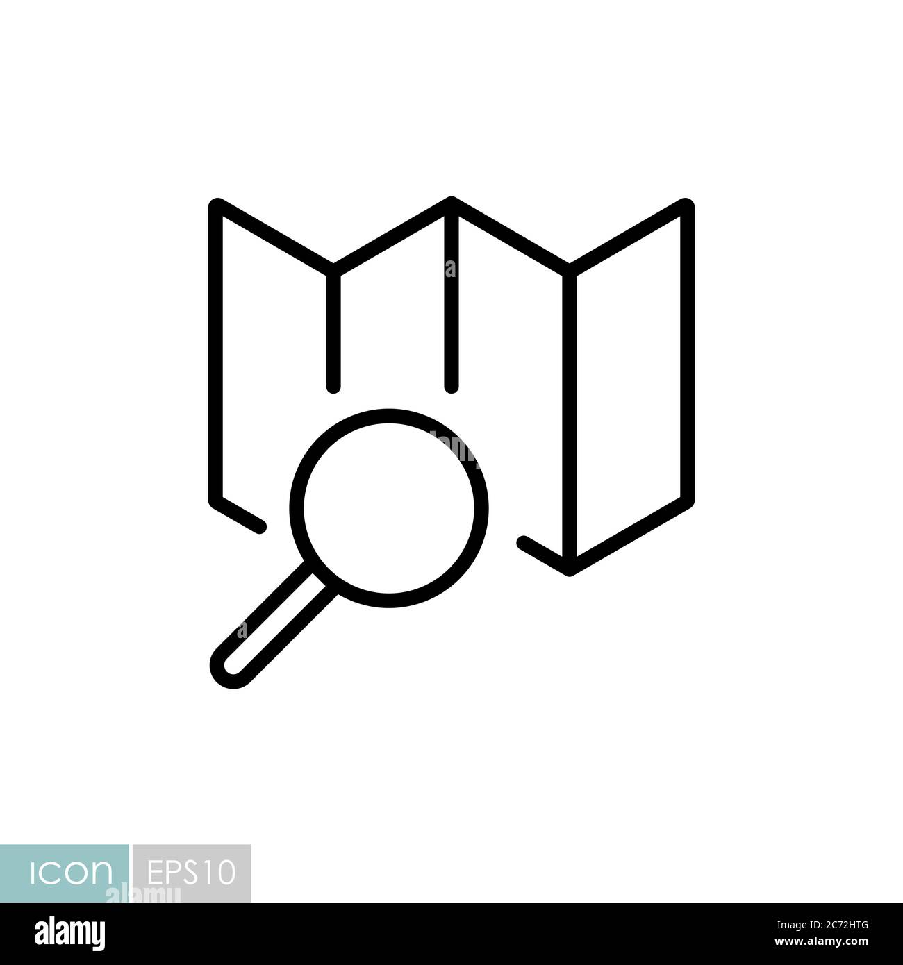 Map with magnifier vector icon. Navigation sign. Graph symbol for ...