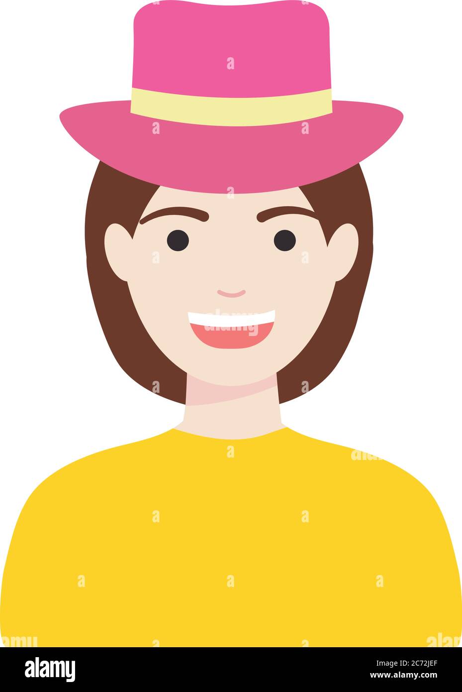 cartoon man smiling wearing a hat over white background, flat style ...