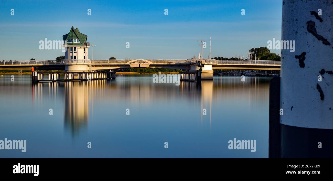 The lifting bridge in Kappeln Schlei captured with long exposure Stock Photo