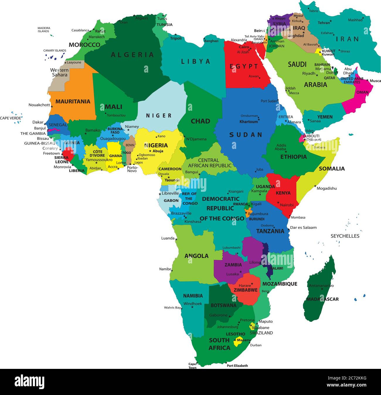 africa political map with capitals