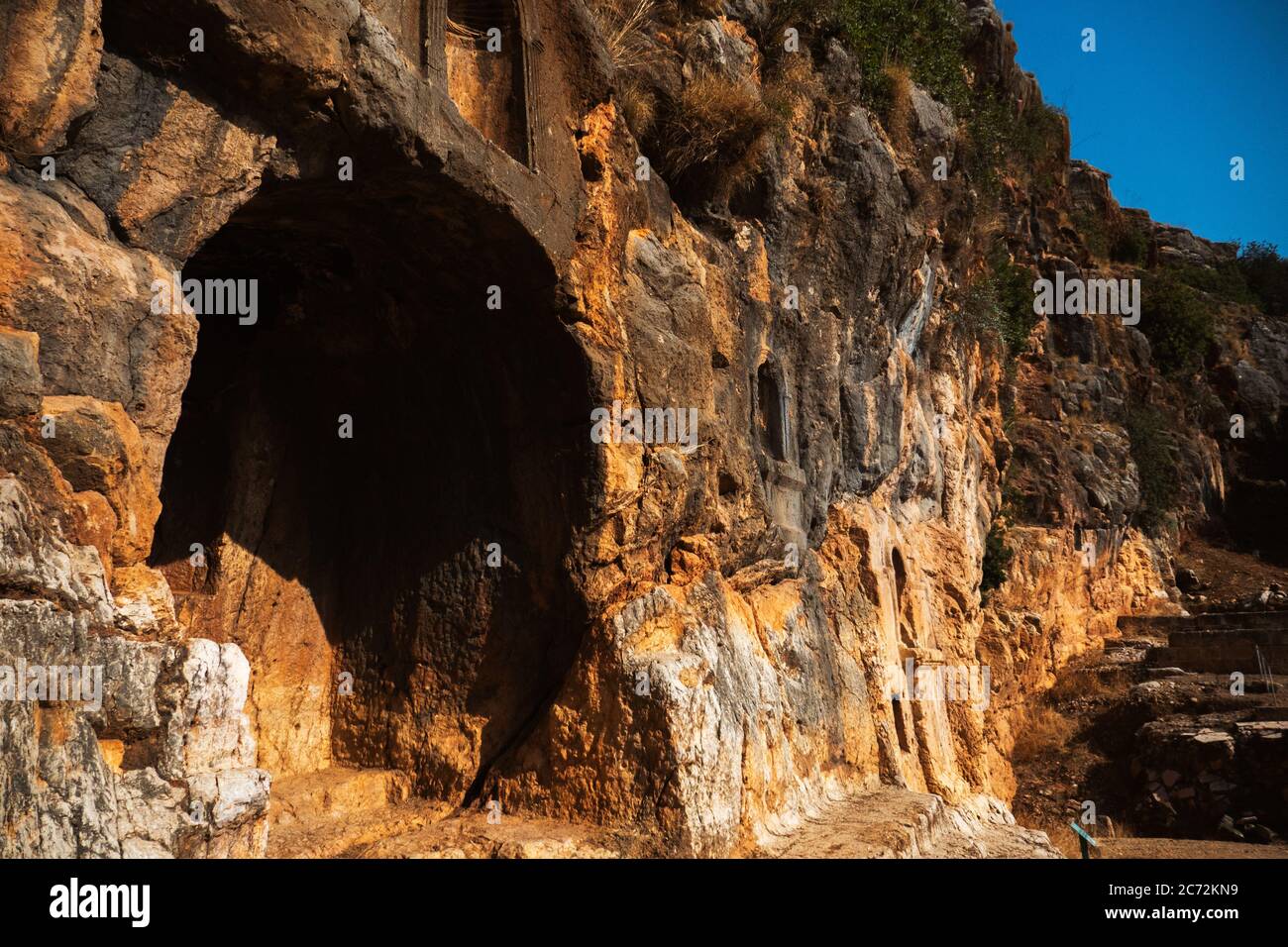 Cave in the mountain, city of Caesarea Philippi Israel Stock Photo Alamy