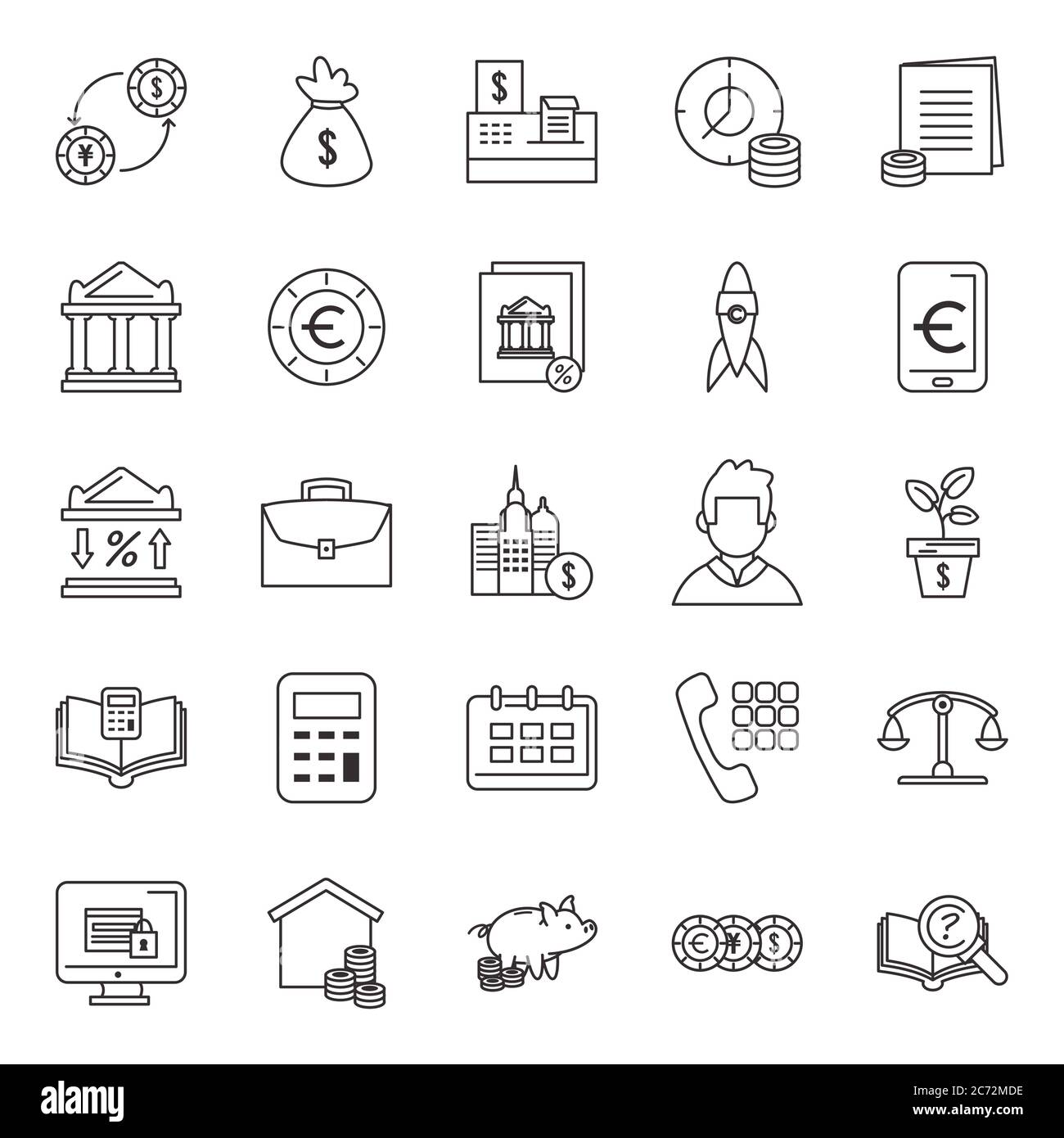 line icon set of money business financial banking commerce and market ...