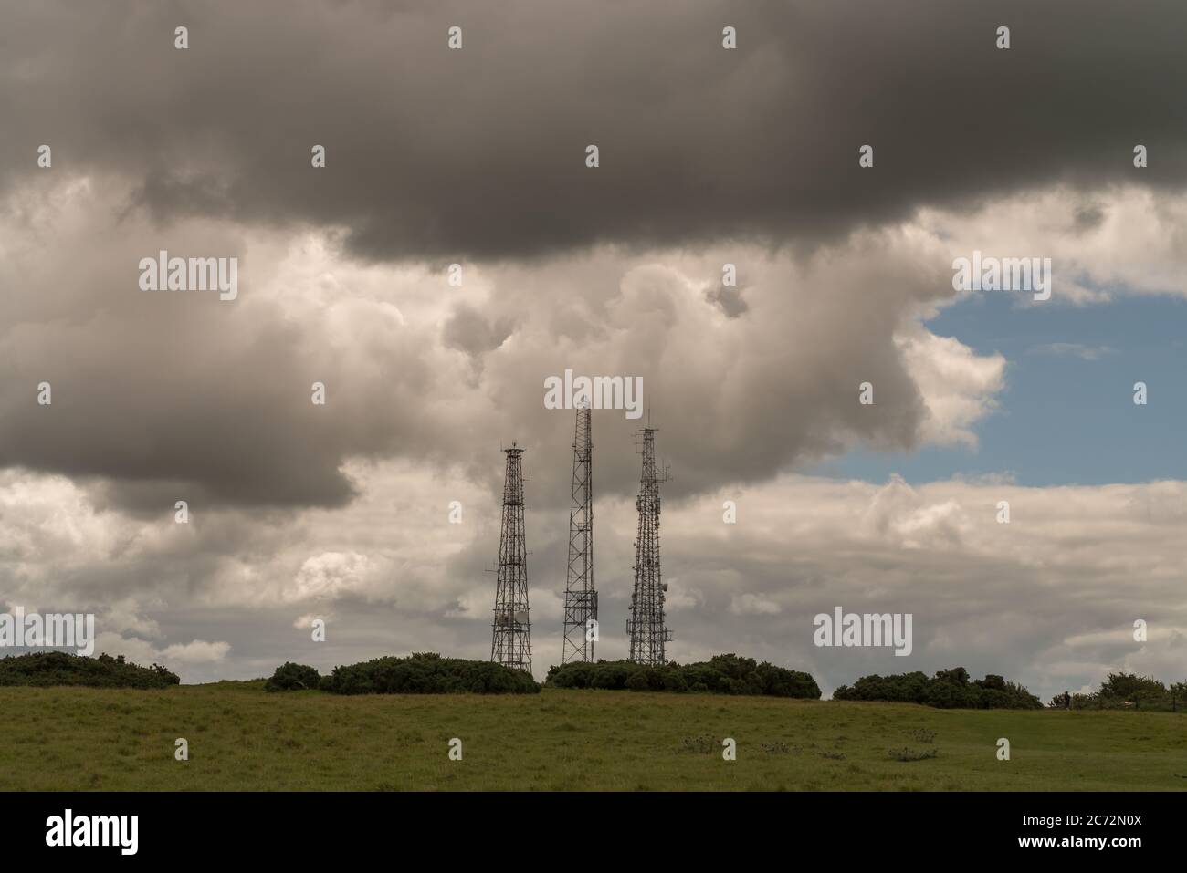 phone masts, Cleeve Hill, Cheltenham Stock Photo