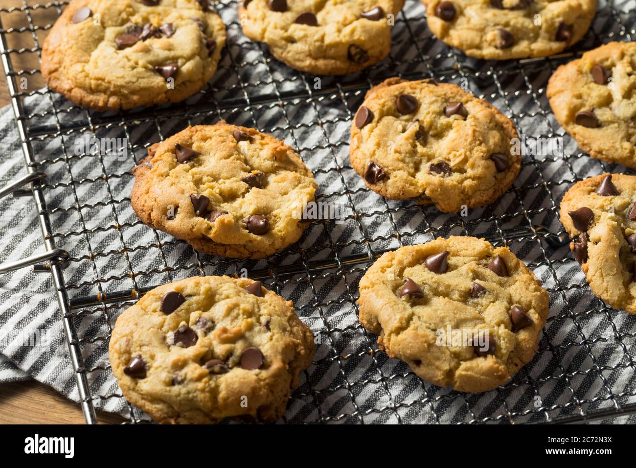 Homemade Warm Chocolate Chip Cookies Ready to Eat Stock Photo