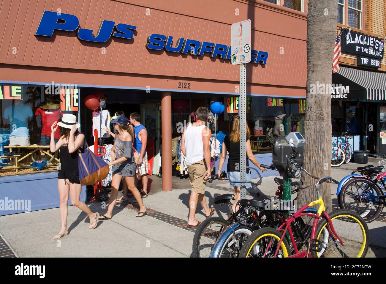 Stores on Oceanfront Boulevard,City of Newport Beach,Orange County, California, USA Stock Photo