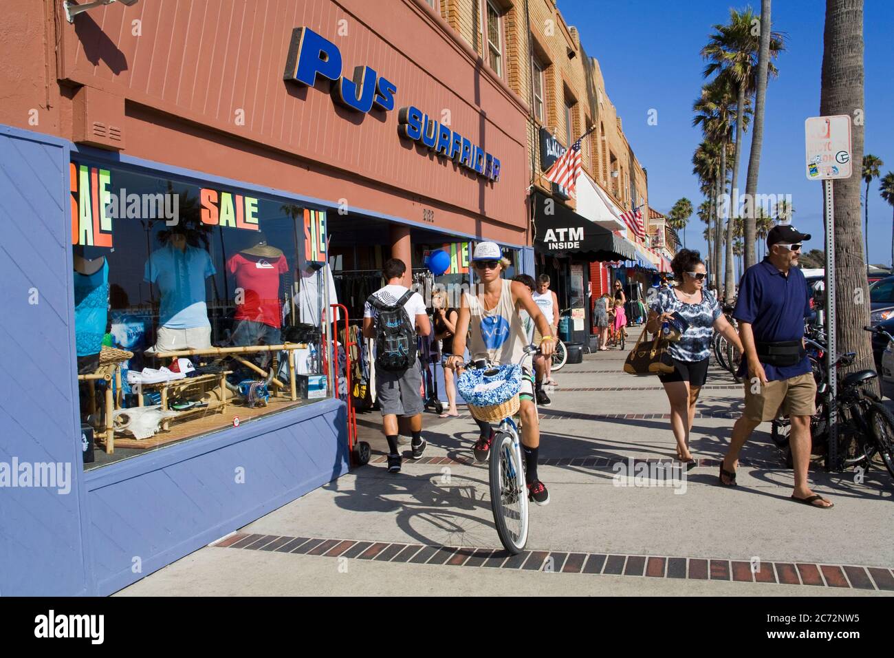 Stores on Oceanfront Boulevard,City of Newport Beach,Orange County, California, USA Stock Photo