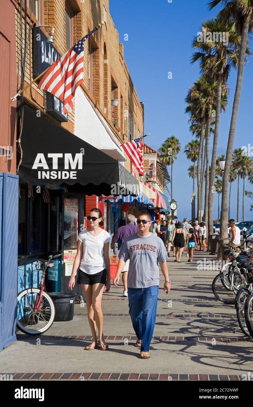 Stores on Oceanfront Boulevard,City of Newport Beach,Orange County, California, USA Stock Photo