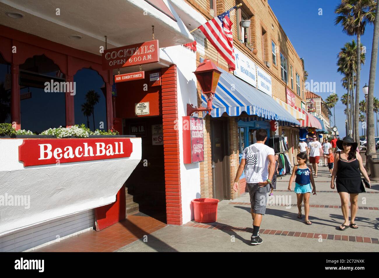 Stores on Oceanfront Boulevard,City of Newport Beach,Orange County, California, USA Stock Photo