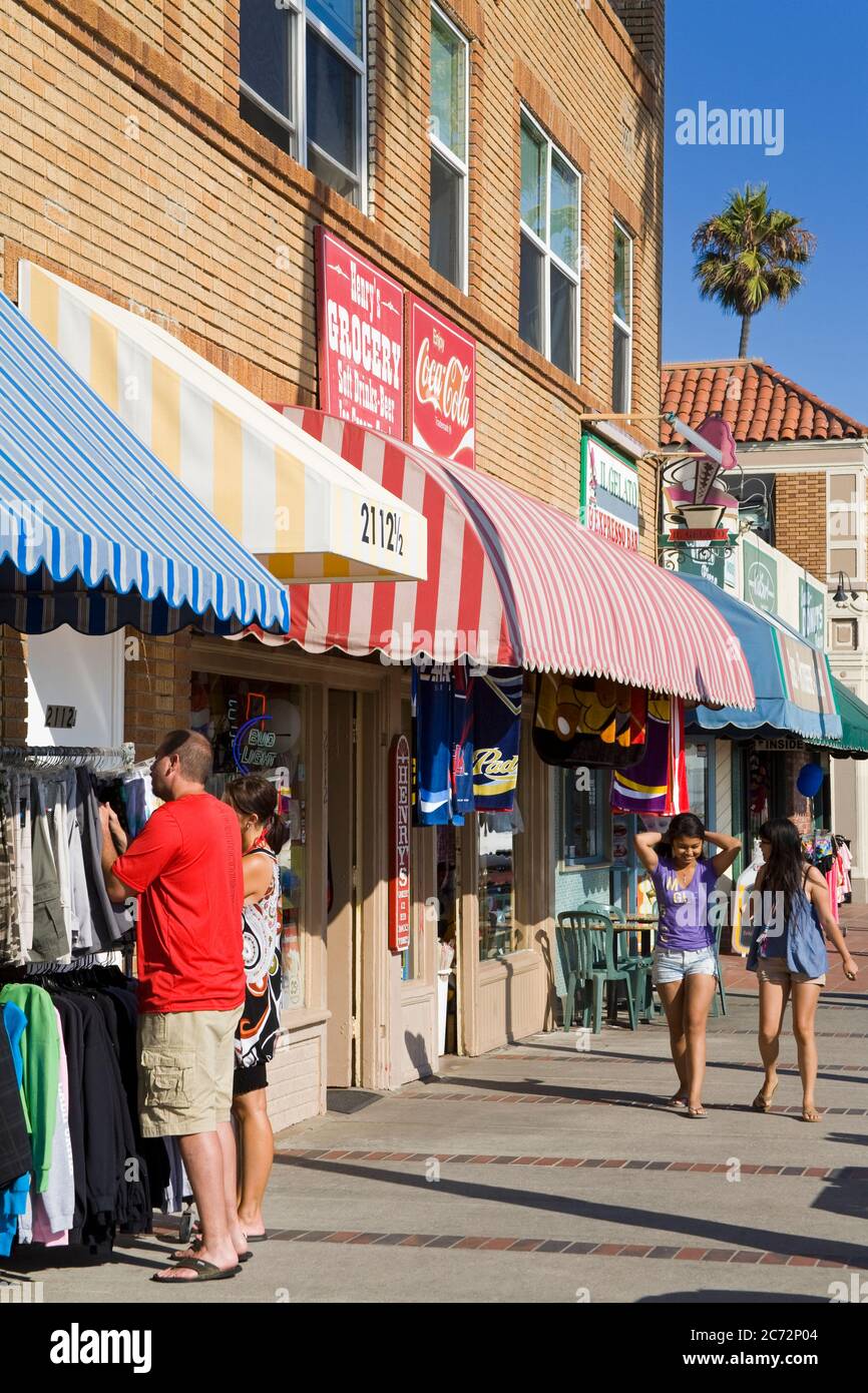 Stores on Oceanfront Boulevard,City of Newport Beach,Orange County, California, USA Stock Photo