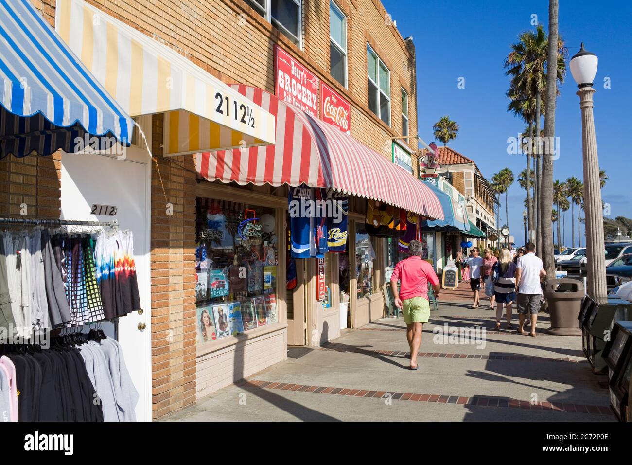 Stores on Oceanfront Boulevard,City of Newport Beach,Orange County, California, USA Stock Photo