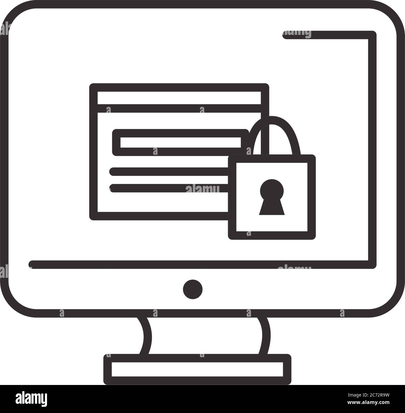 website with padlock on computer line style icon design of Security ...