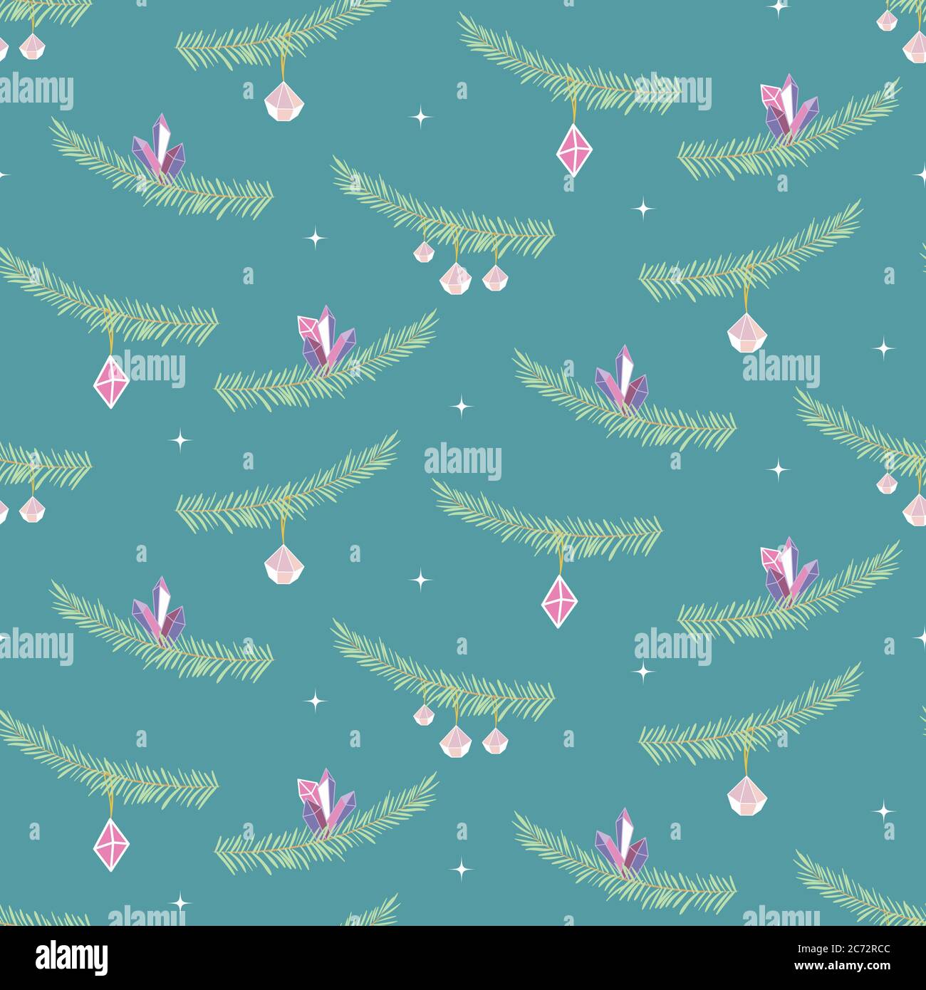 christmas crystal ornament seamless vector pattern Stock Vector